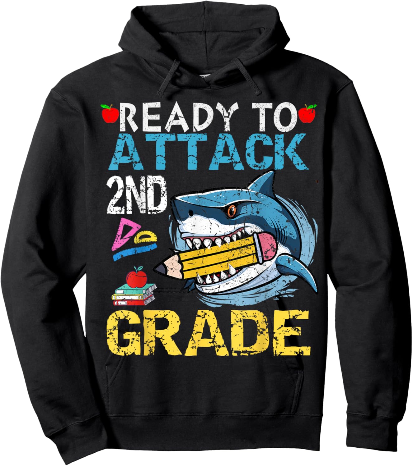Ready To Attack 2nd Grade Funny Shark 2nd First Day School Hoodie - Hoodie | Black