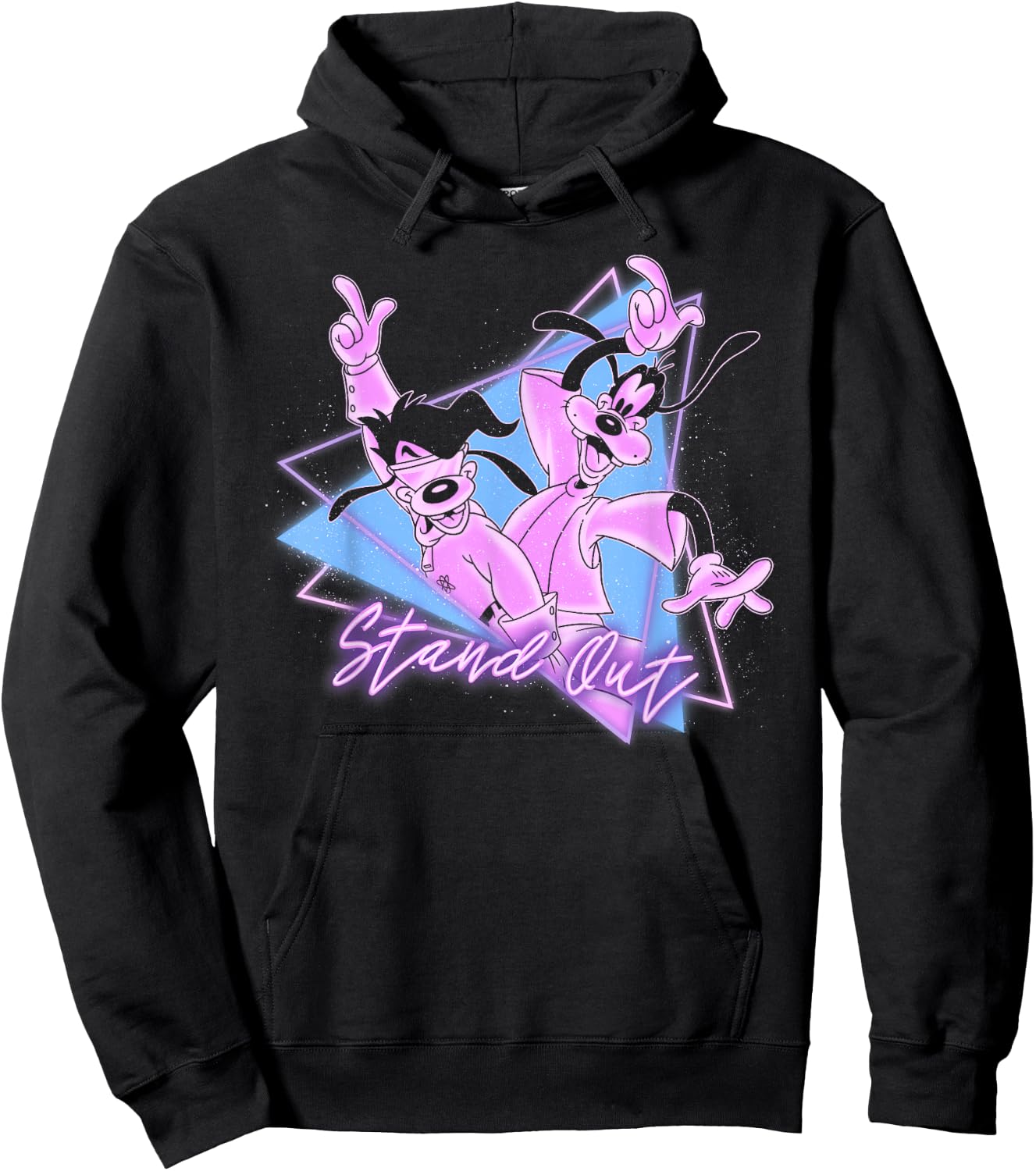 Disney Goofy and Son Retro Neon Portrait Hoodie - Hoodie | Black