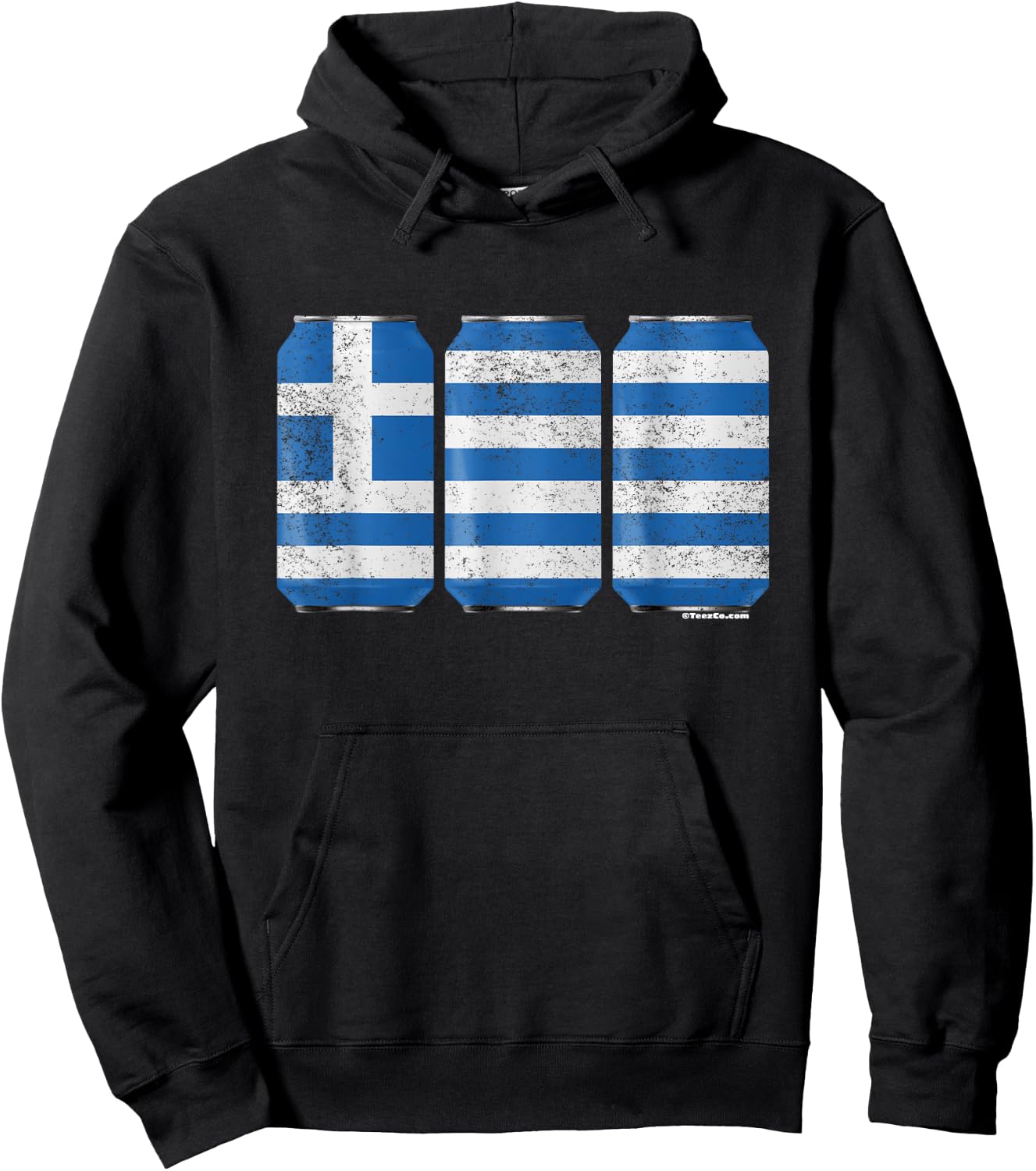 Cool Graphic Beer Cans Greece Flag Hoodie - Hoodie | Black