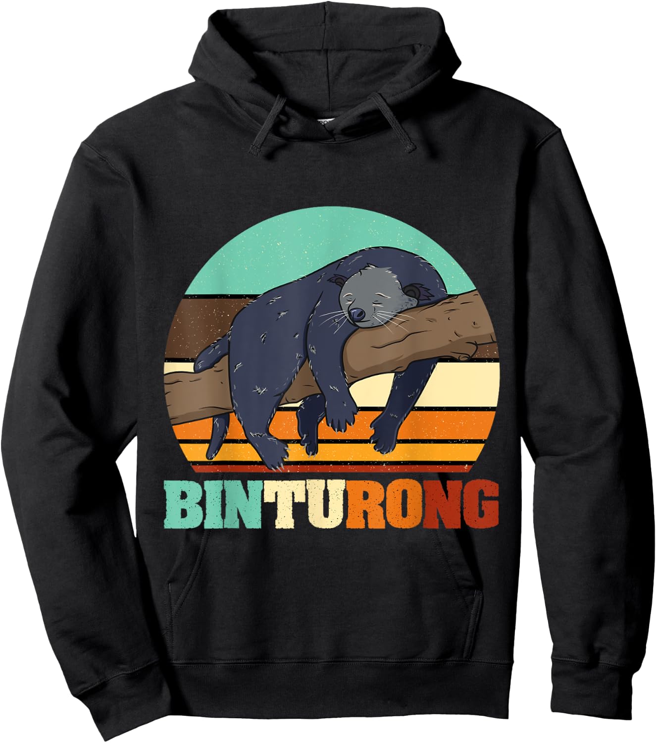 Vintage Binturong Animal Lover Sunset Hoodie - Hoodie | Black