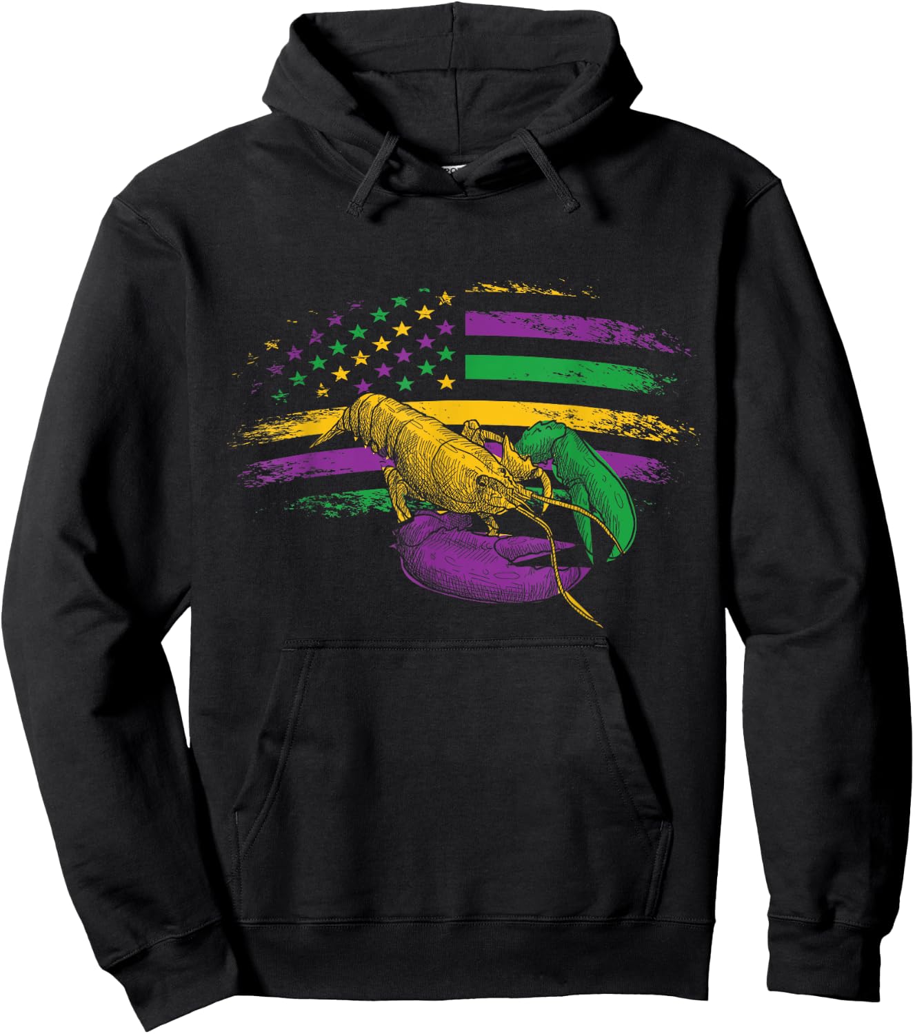 Celebration Carnival Parade US Flag Crawfish Mardi Gras Hoodie - Hoodie | Black