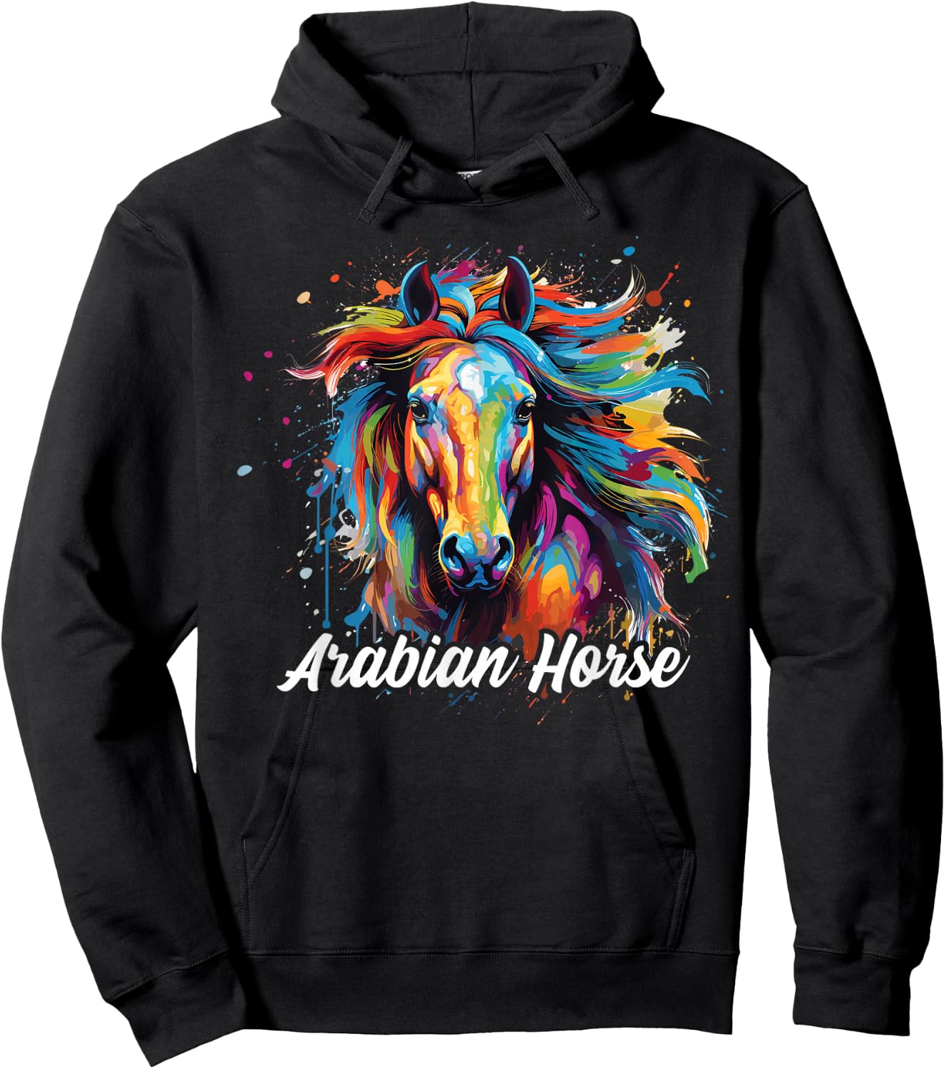 Arabian Horse Paint Splatter, Arabian Horse Hoodie - Hoodie | Black