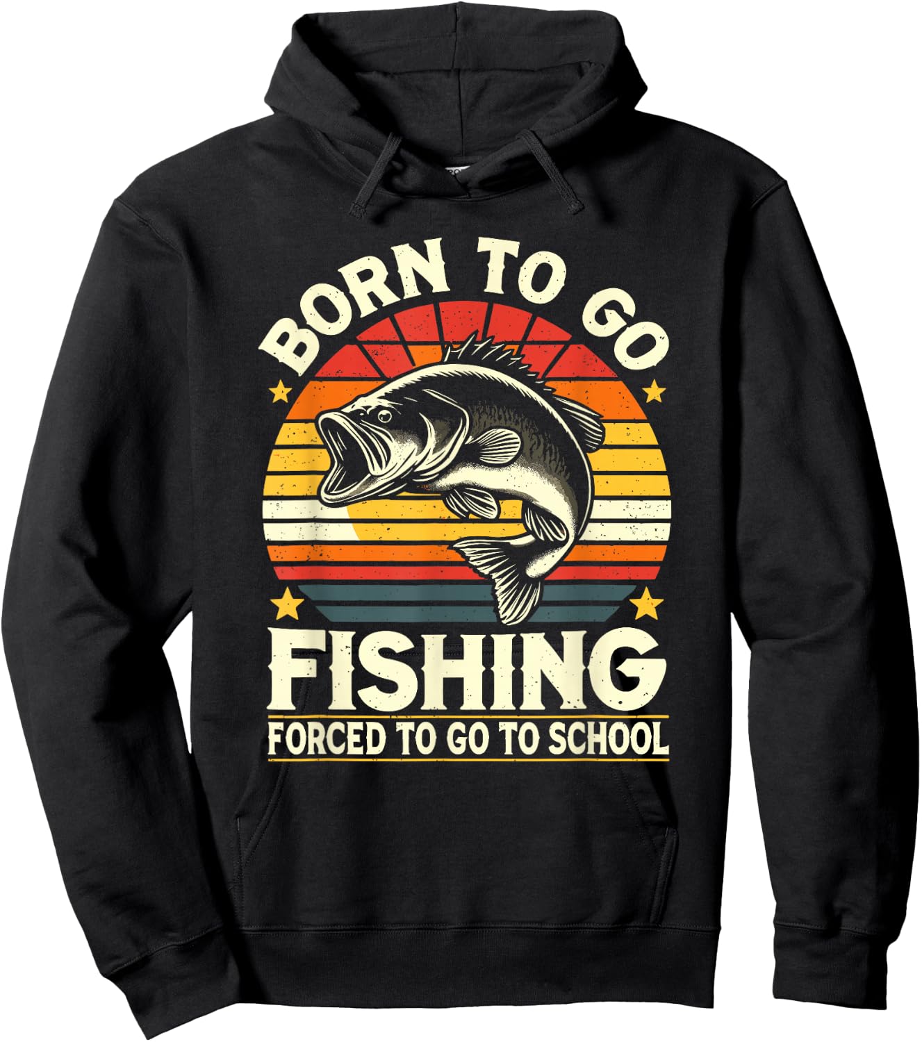 Born To Go Fishing Forced To Go To School, Kids Boys Fishing Hoodie - Hoodie | Black