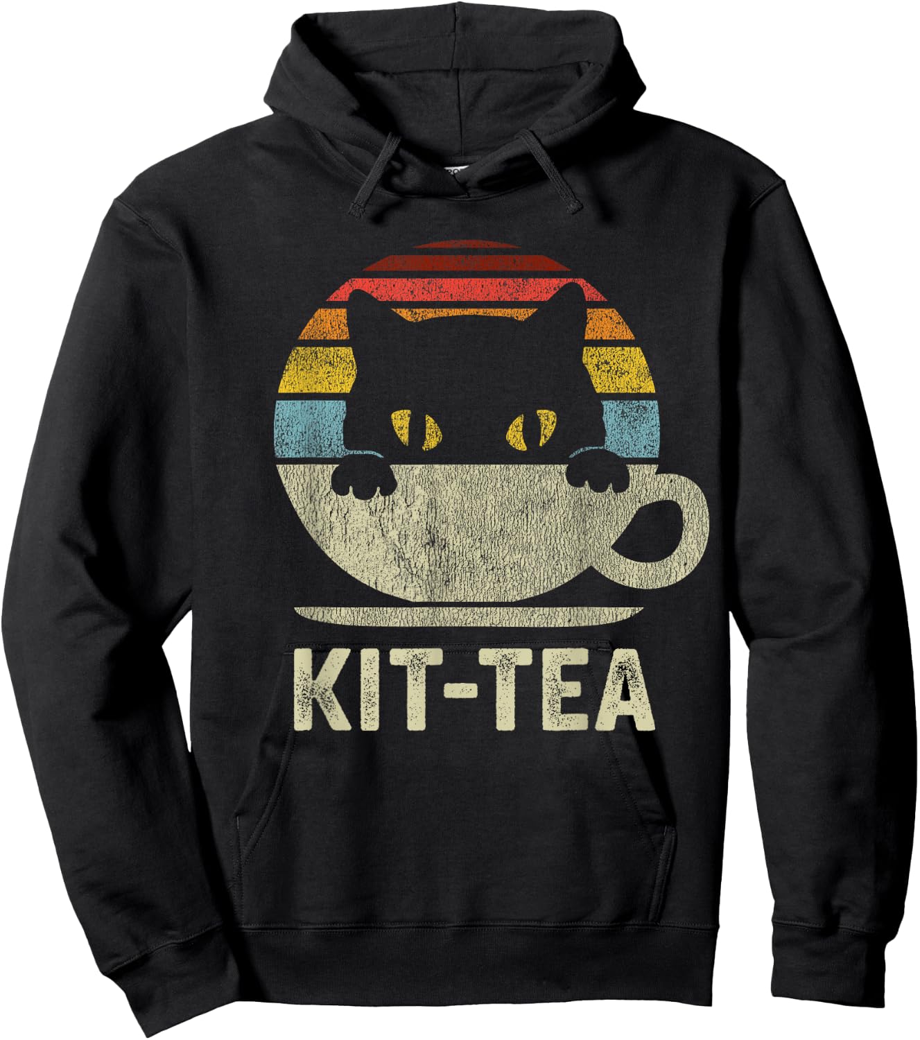 Kit Tea Black Kitty Cat Tea Lover Gift Hoodie - Hoodie | Black