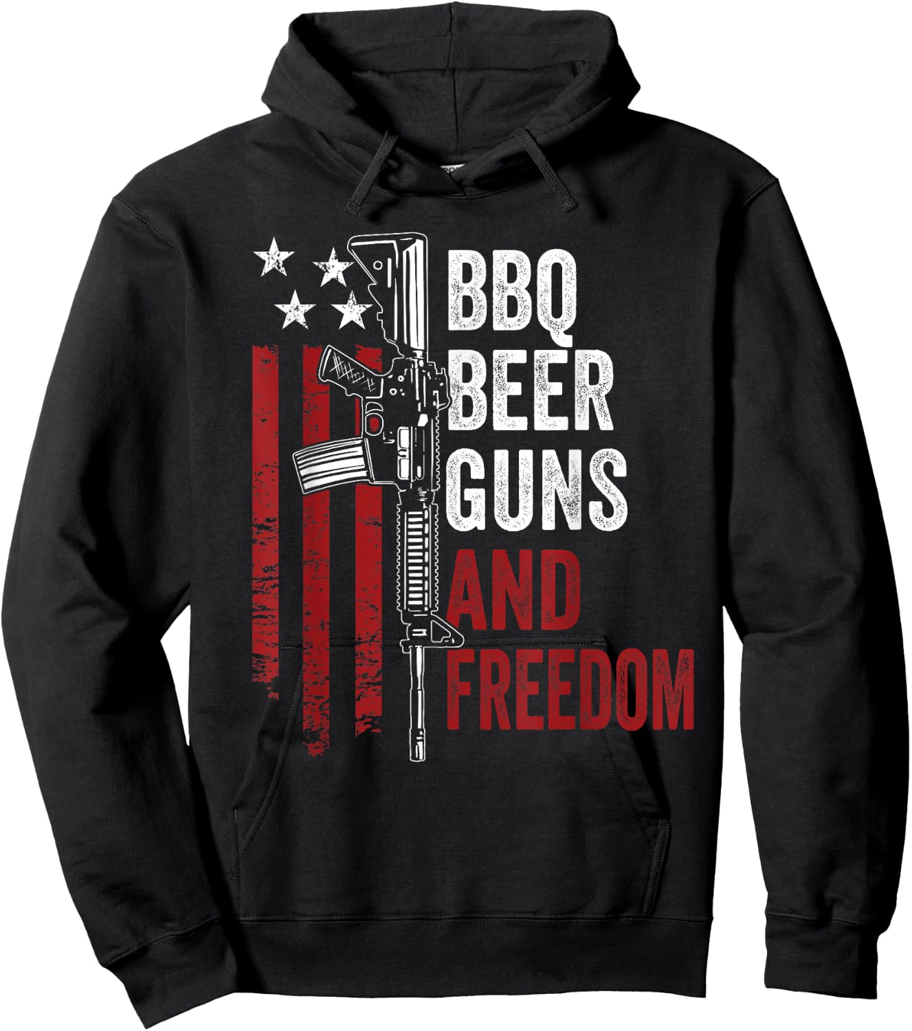 BBQ BEER GUNS & FREEDOM - Funny BBQ Drinking USA Gun Owner Hoodie - Hoodie | Black