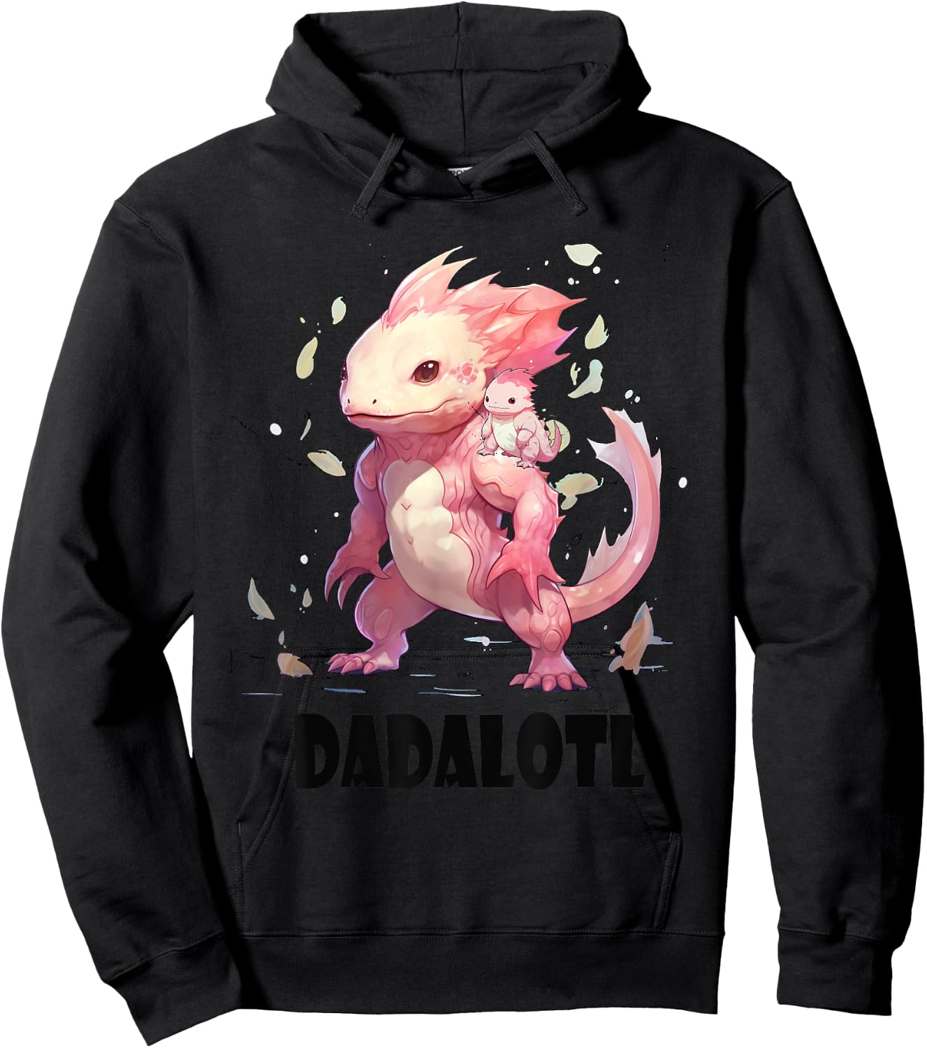 Dadalotl Fathers Day for Dad of Axolotl Daughter ANd Son Hoodie - Hoodie | Black