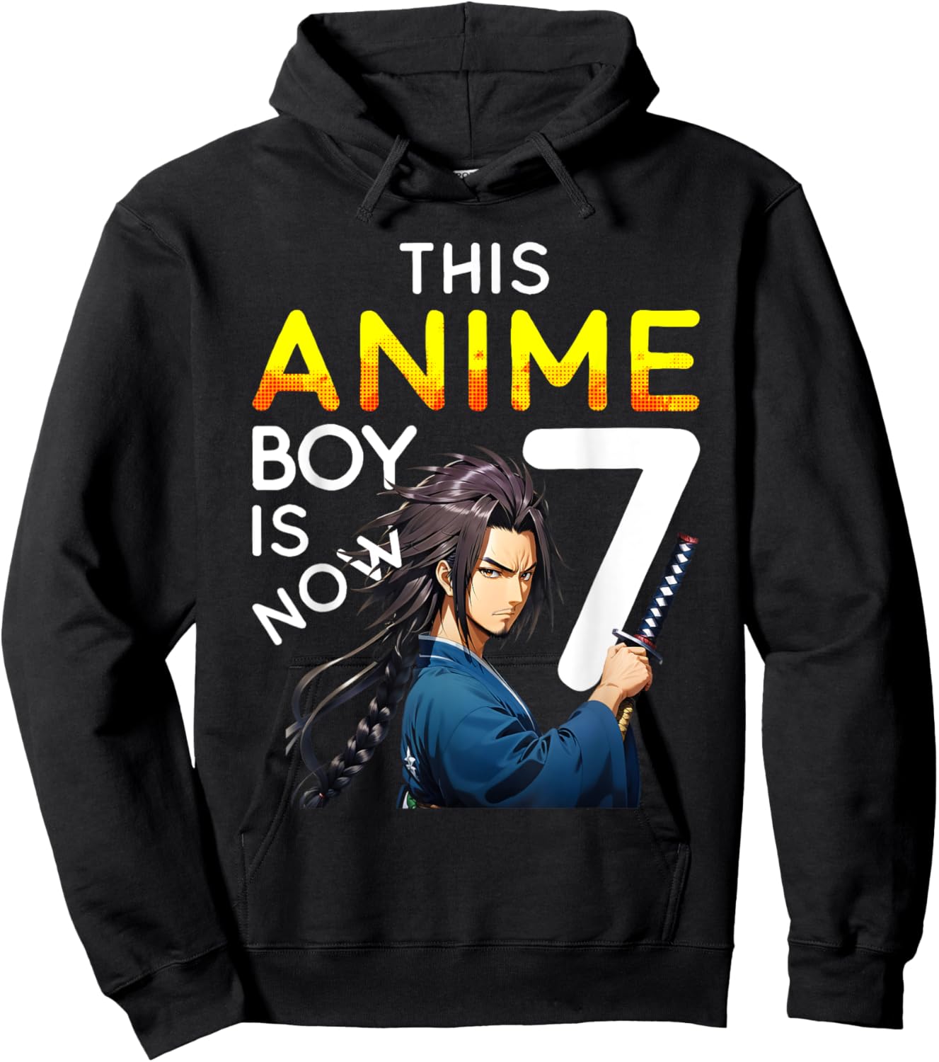 This Anime Boy Is Now 7 Years Old 7th Birthday Kawaii Kids Hoodie - Hoodie | Black