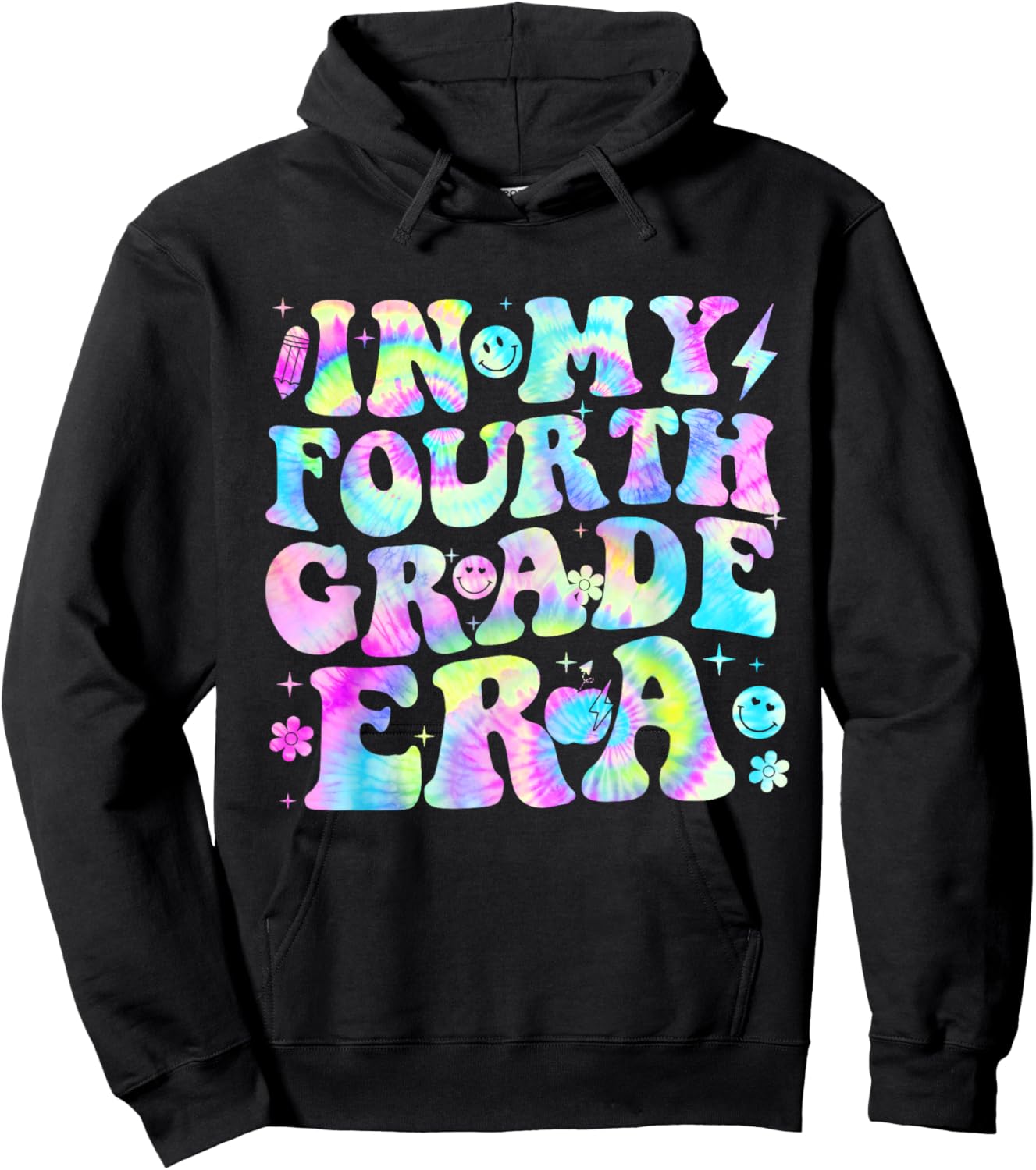 Groovy In My Fourth Grade Era First Day 4th Grade Tie Dye Hoodie - Hoodie | Black