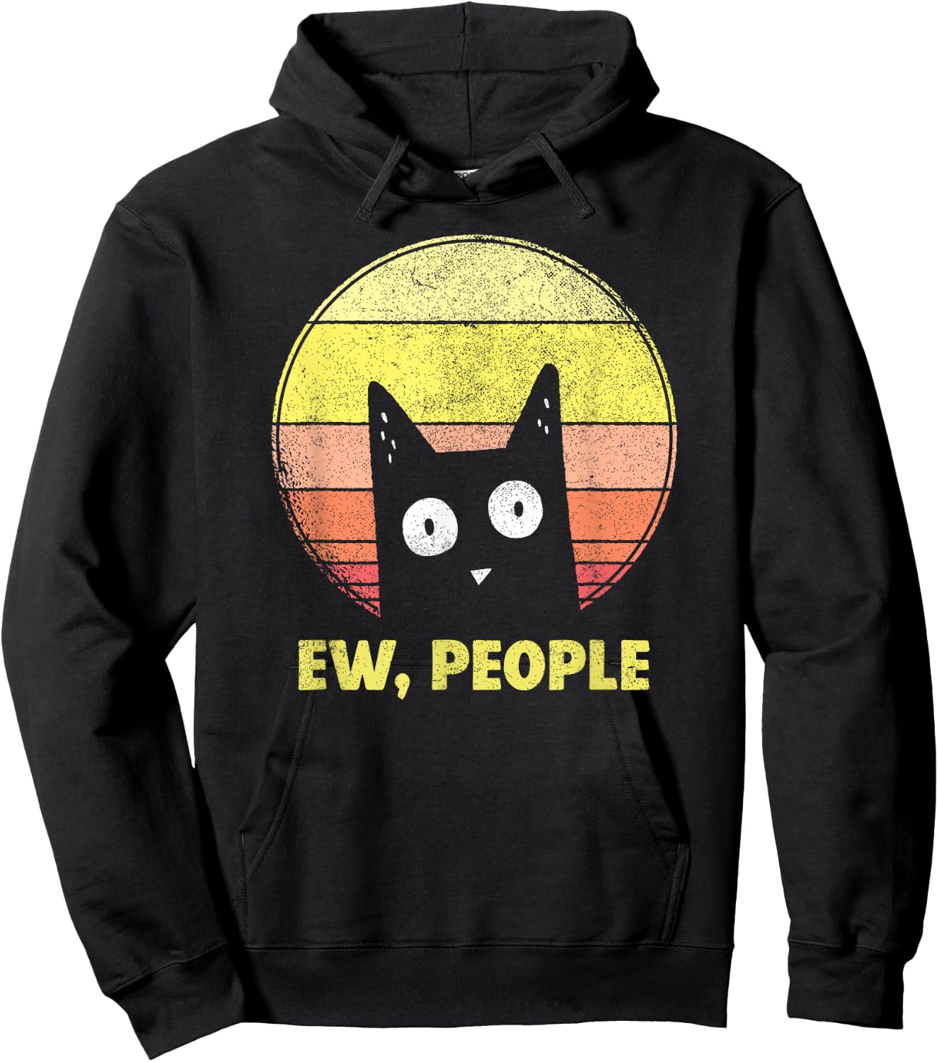 Vintage Retro Ew, People Funny Cat Lovers Gift Hoodie - Hoodie | Black