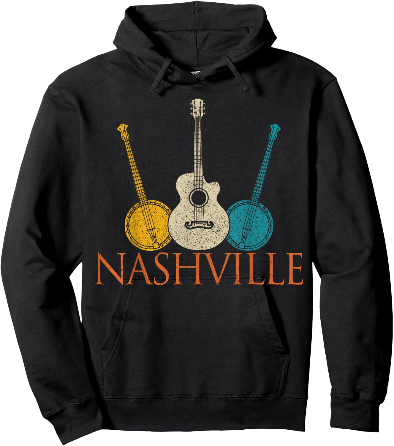 Nashville Tennessee Vintage Country Music City Souvenir Hoodie - Hoodie | Black