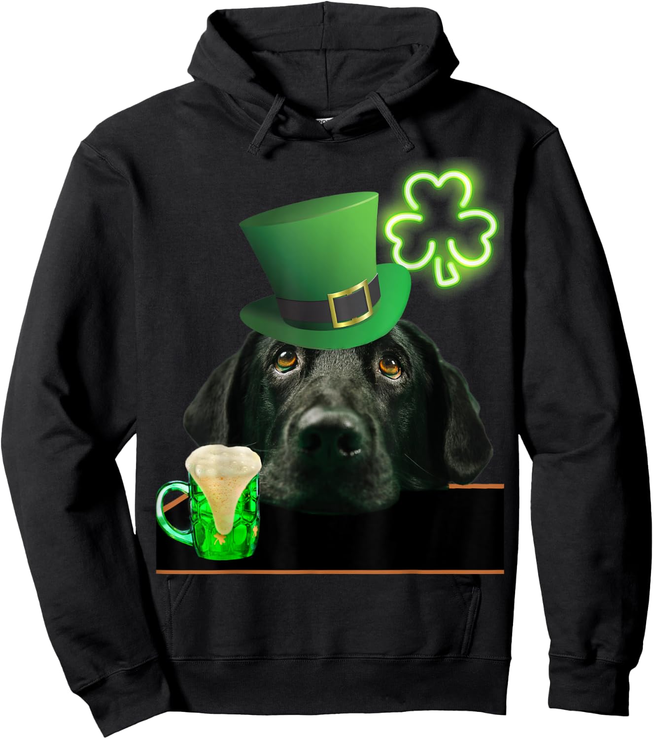 Black Lab Shirt Shamrock Irish Dog Picture St Patricks Women Hoodie - Hoodie | Black