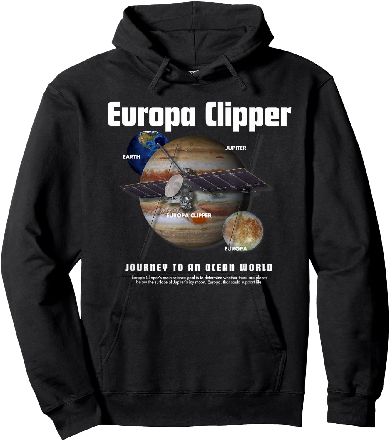 Europa Clipper Space Program Retro 2024 Hoodie - Hoodie | Black
