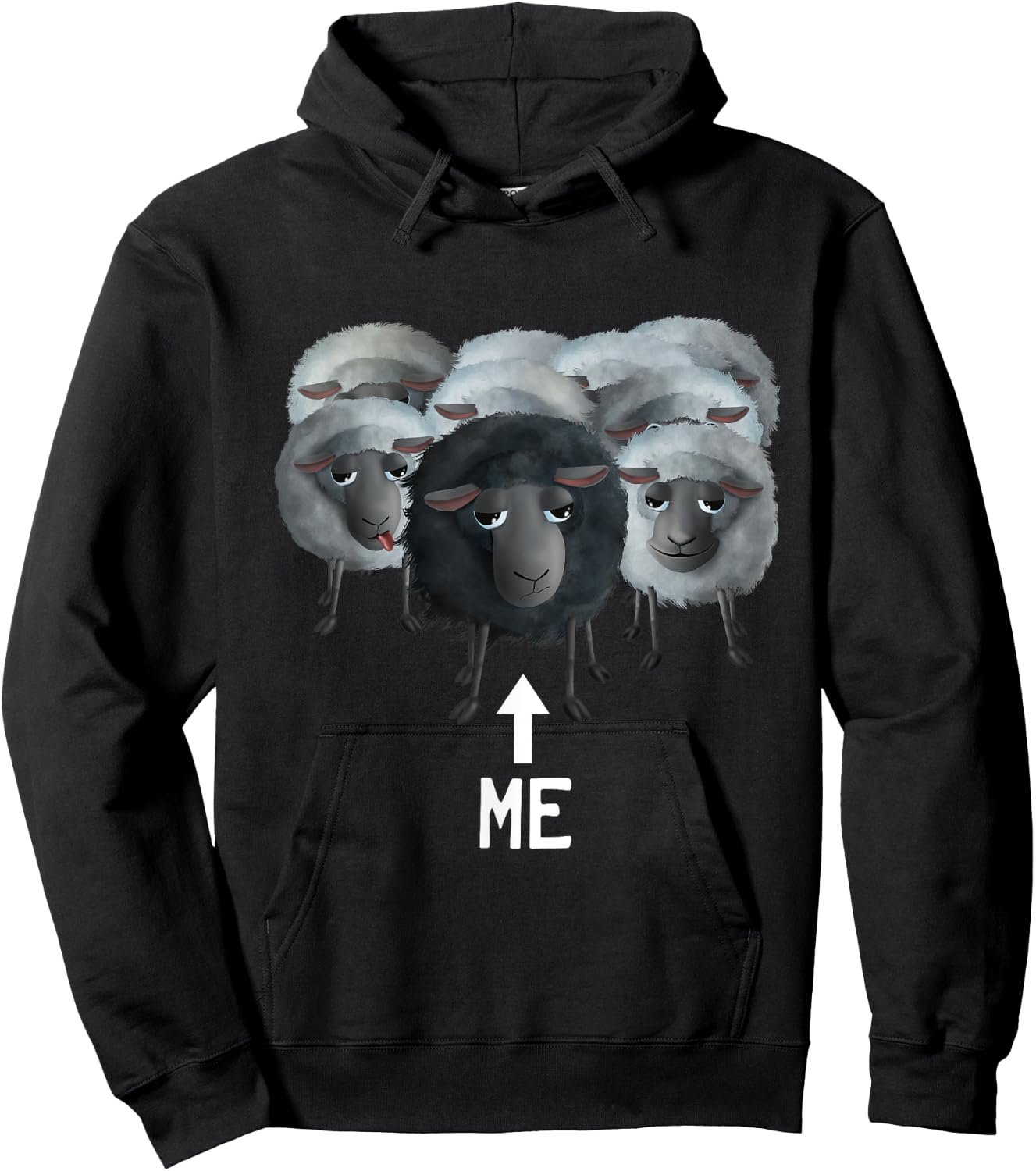 Sweet Sheep - me the black sheep (D010-0906A) Hoodie - Hoodie | Black