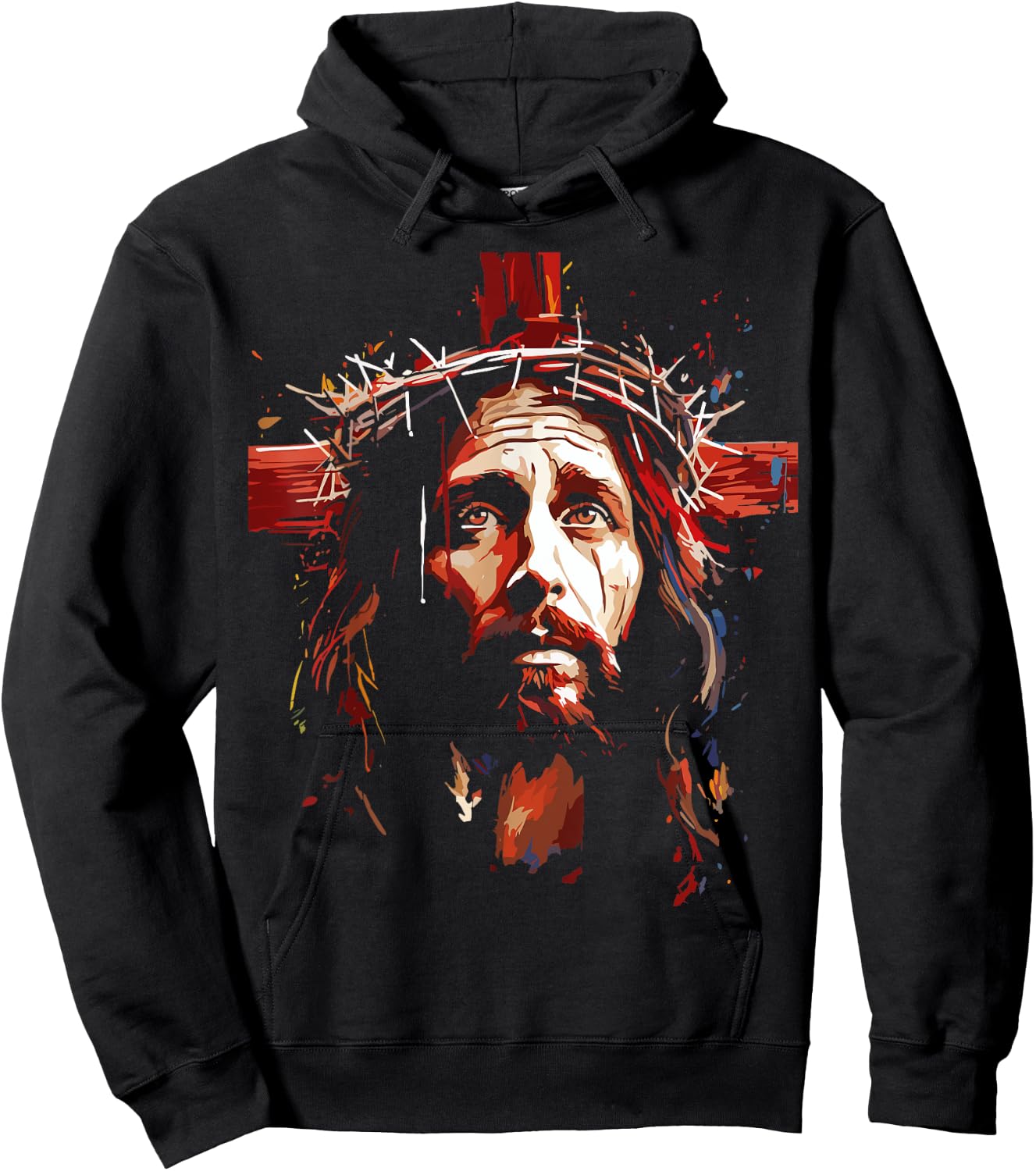 Jesus God Cross Christian Colorful Artwork Christian Faith Hoodie - Hoodie | Black