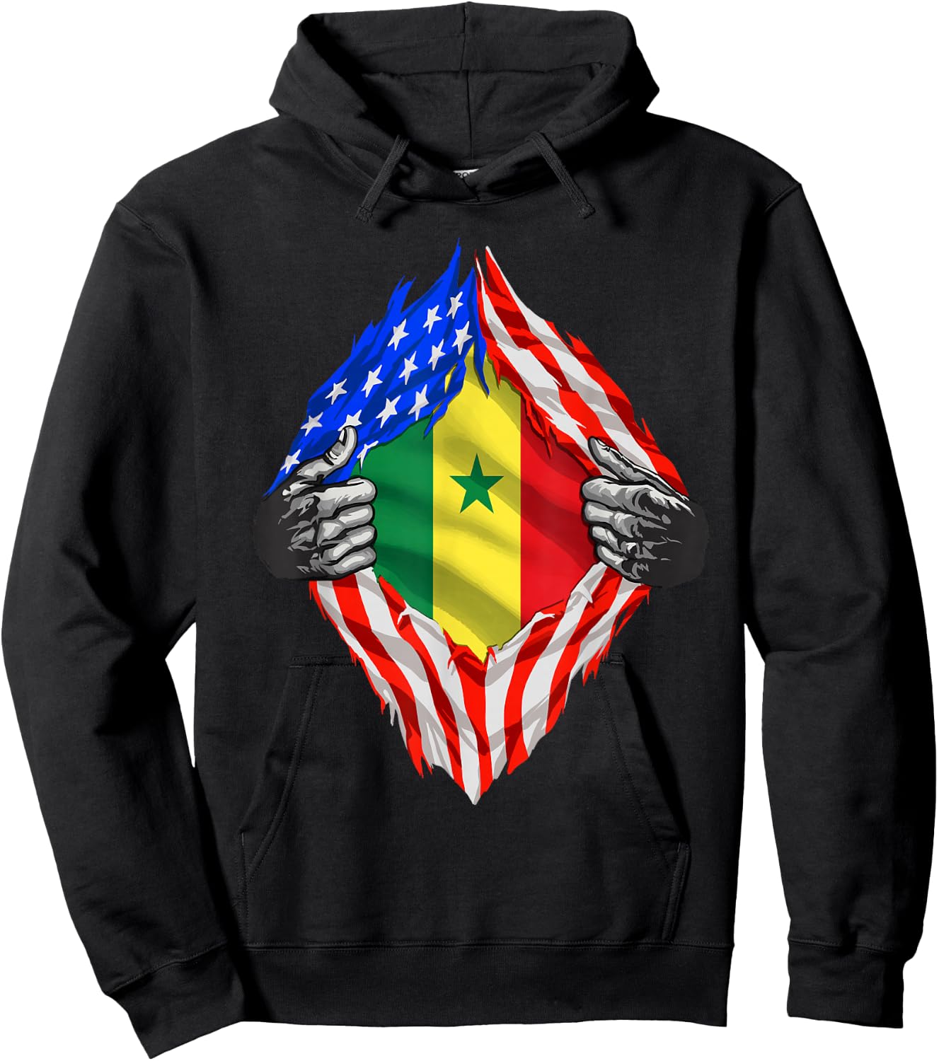Senegal USA Senegal Flag Senegalese American Roots Hoodie - Hoodie | Black