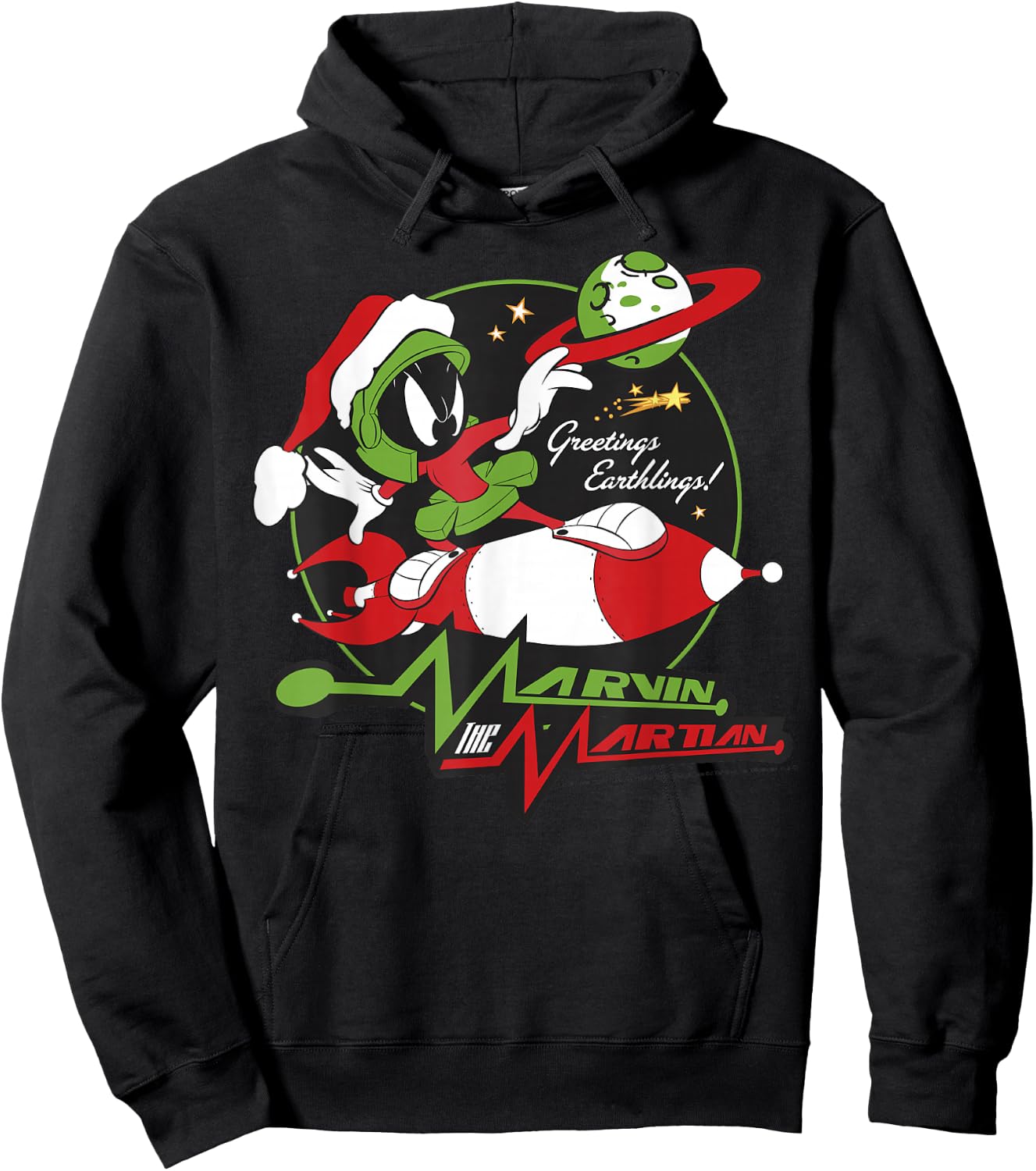 Looney Tunes Christmas Marvin The Martian Greetings Hoodie - Hoodie | Black