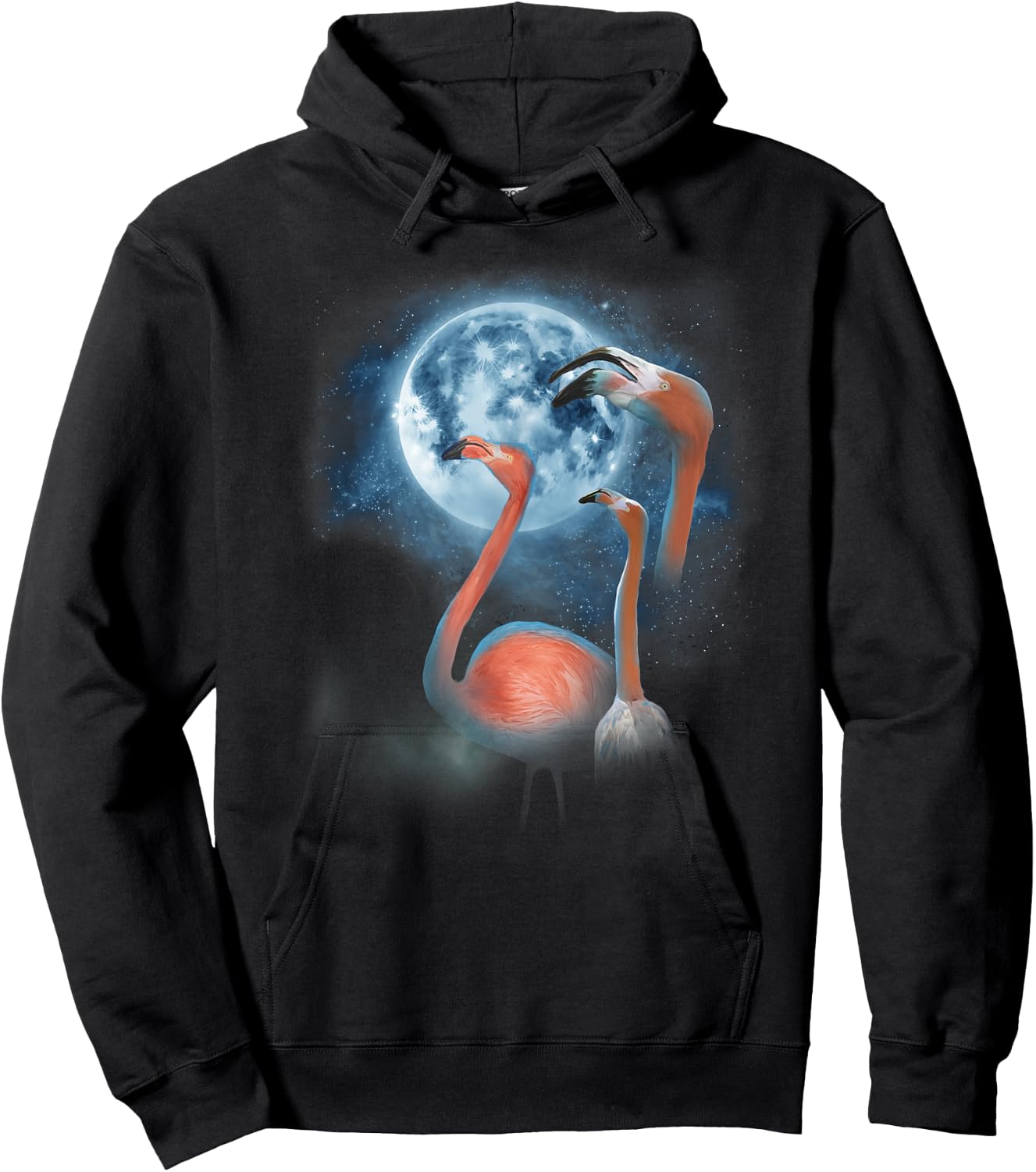 Funny Flamingo Shirt - Howling at the Moon Funny Flamingo Hoodie - Hoodie | Black
