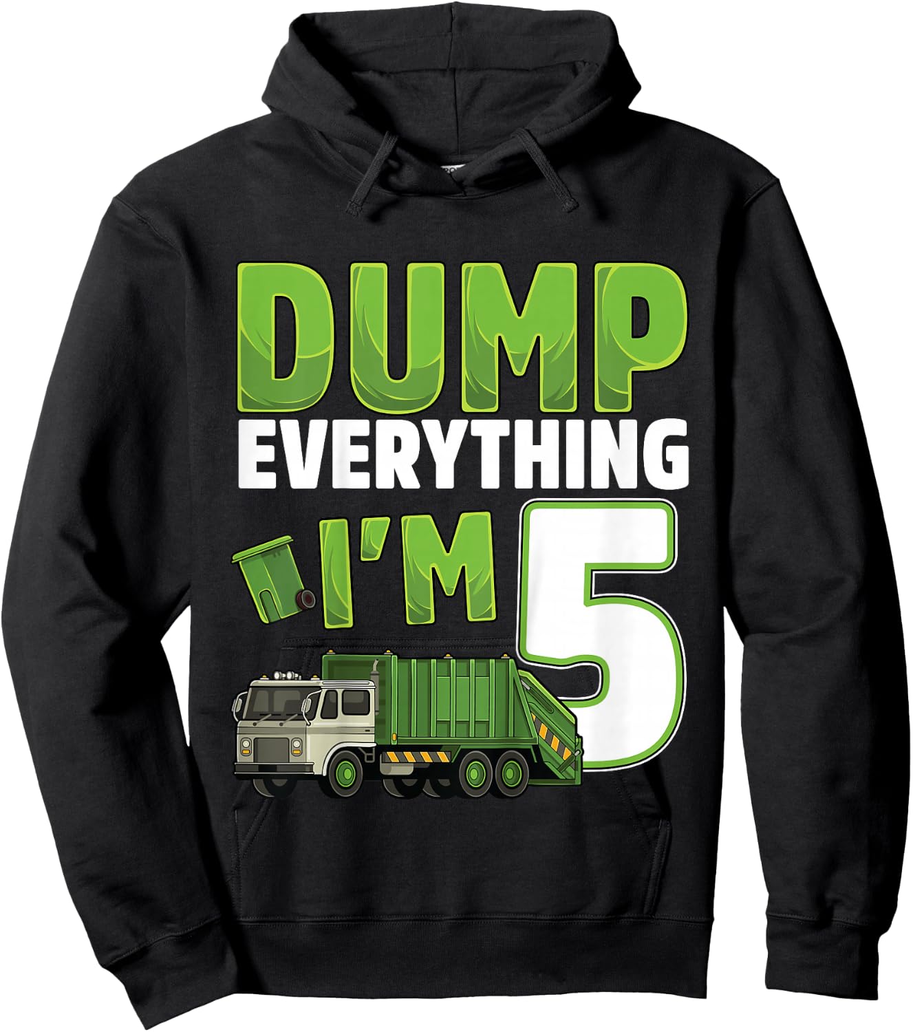 Kids Recycling Trash 5 Year Old Garbage Truck 5th Birthday Boy Hoodie - Hoodie | Black