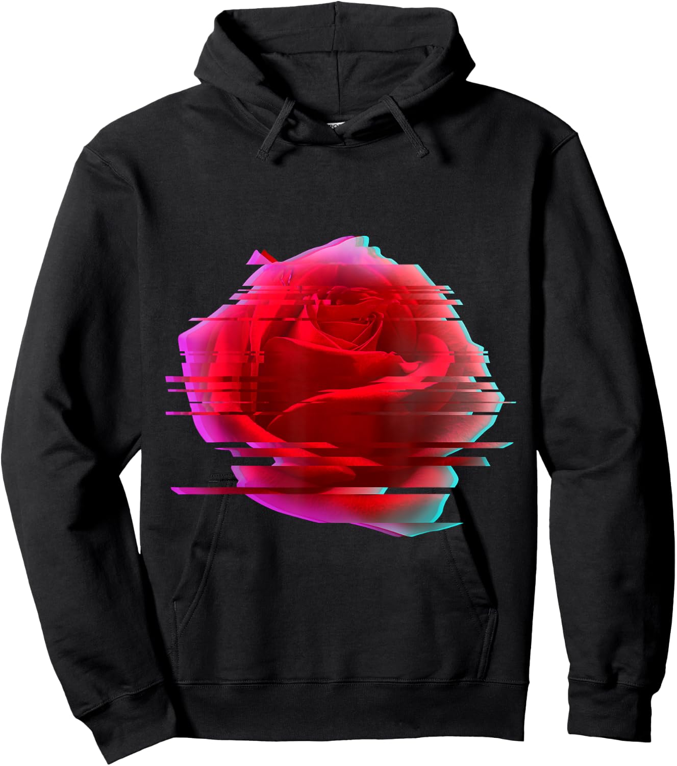 Glitch Rose Vaporwave Aesthetic Trippy Psychedelic Hoodie - Hoodie | Black