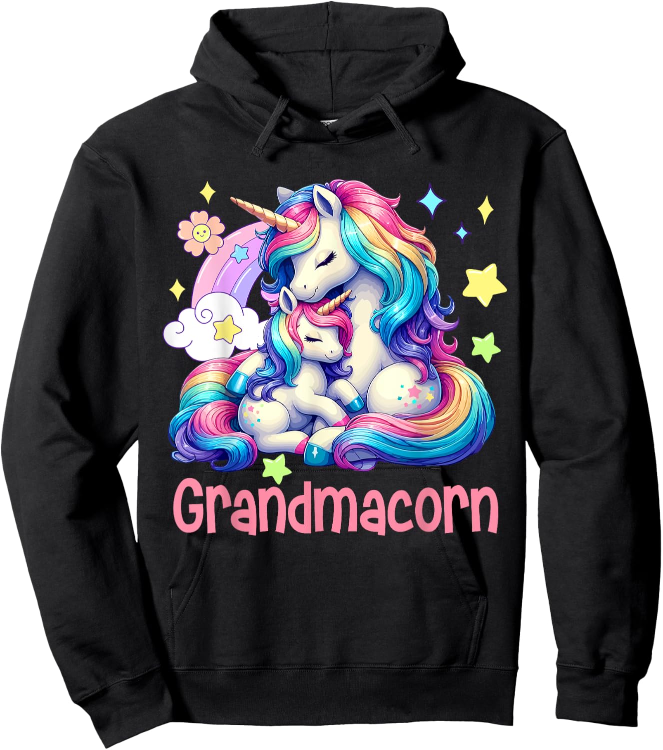 Grandmacorn Mother's Day Grandma Costume Unicorns Lover Hoodie - Hoodie | Black