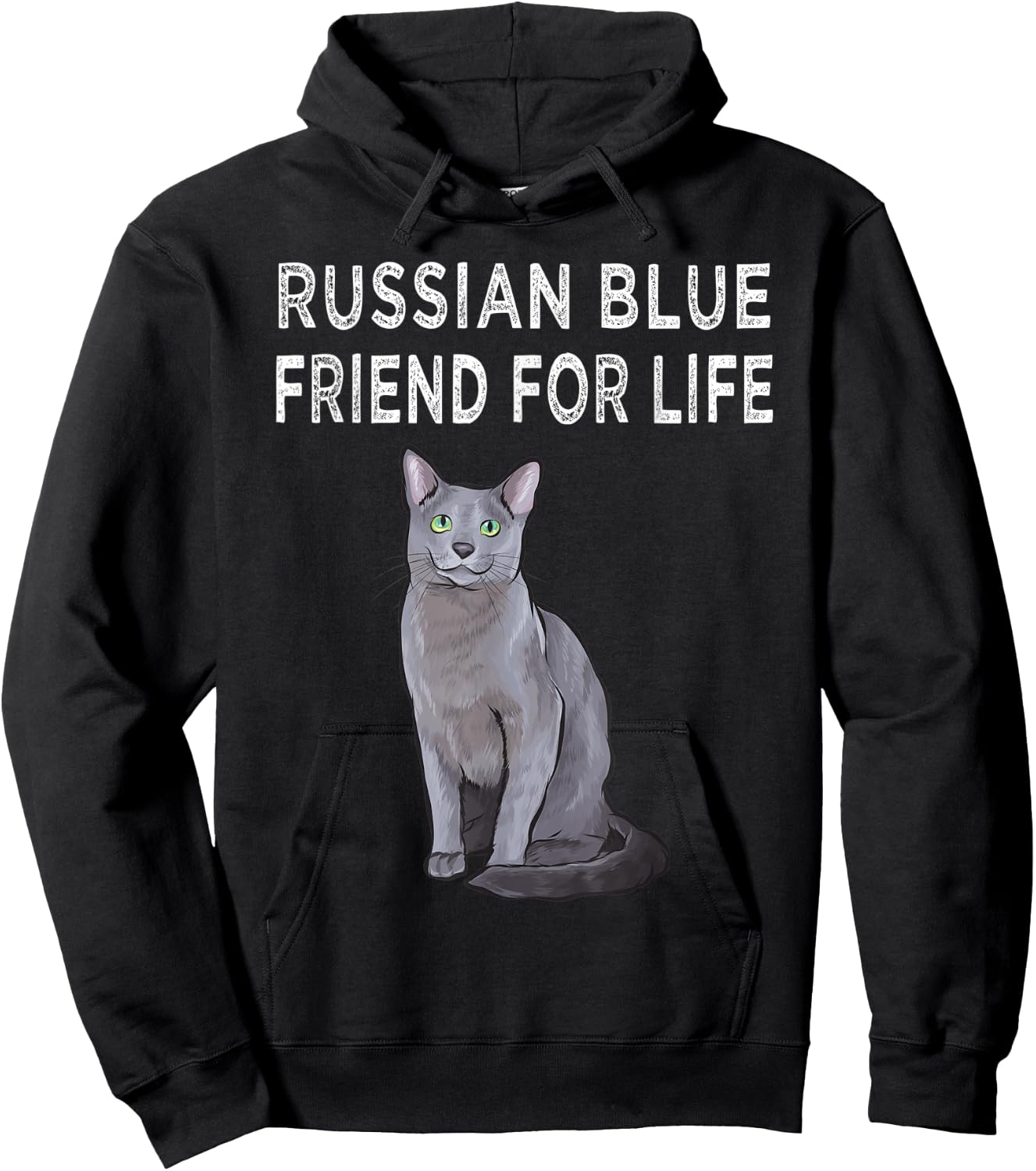 Russian Blue Friend For Life Cat Friendship Men Women Hoodie - Hoodie | Black