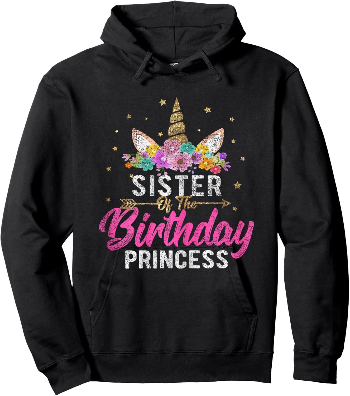 Unicorn Birthday Shirt Sister Of The Birthday Girl Gift Hoodie - Hoodie | Black