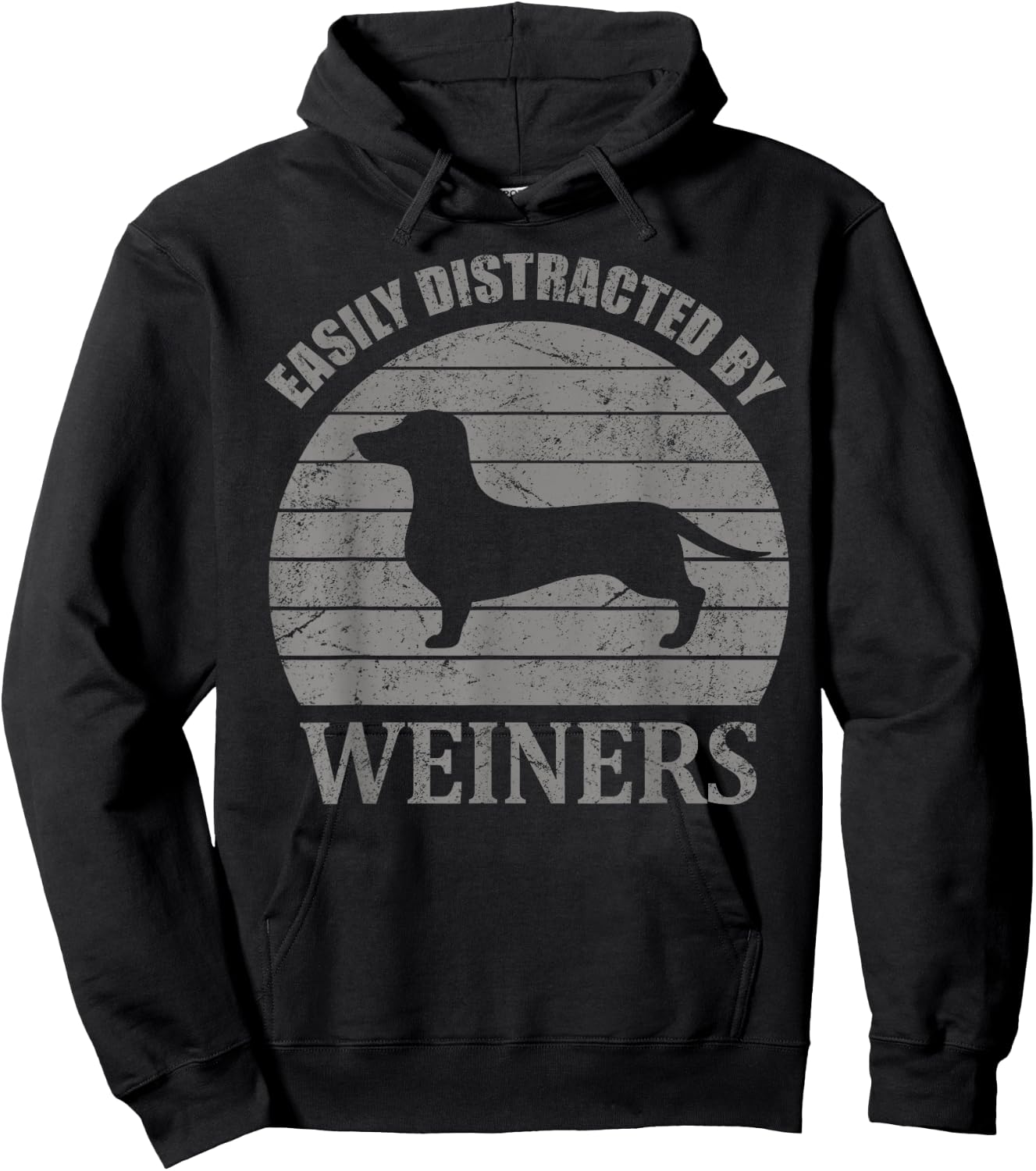 Retro Pet Dogs Weiners Lover Easily Distracted By Wieners Hoodie - Hoodie | Black