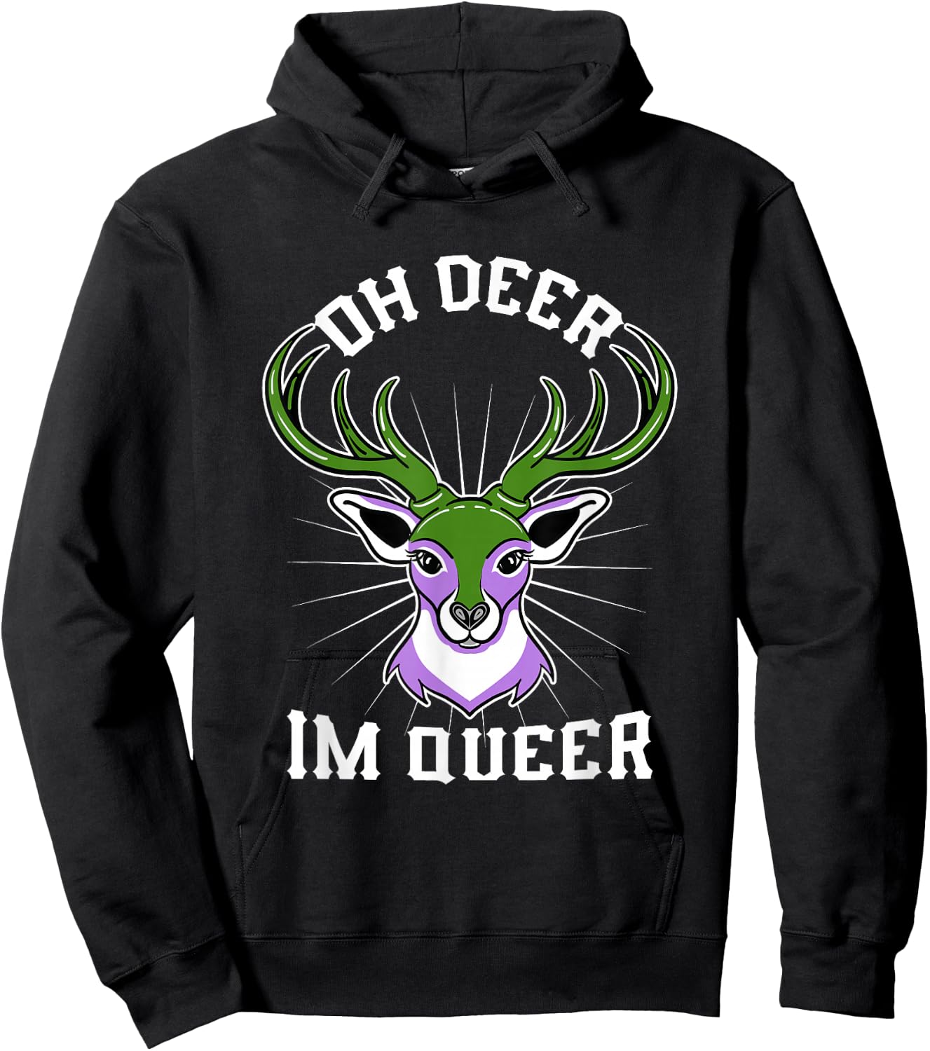 Oh Deer Im Queer Genderqueer Pride Hoodie - Hoodie | Black