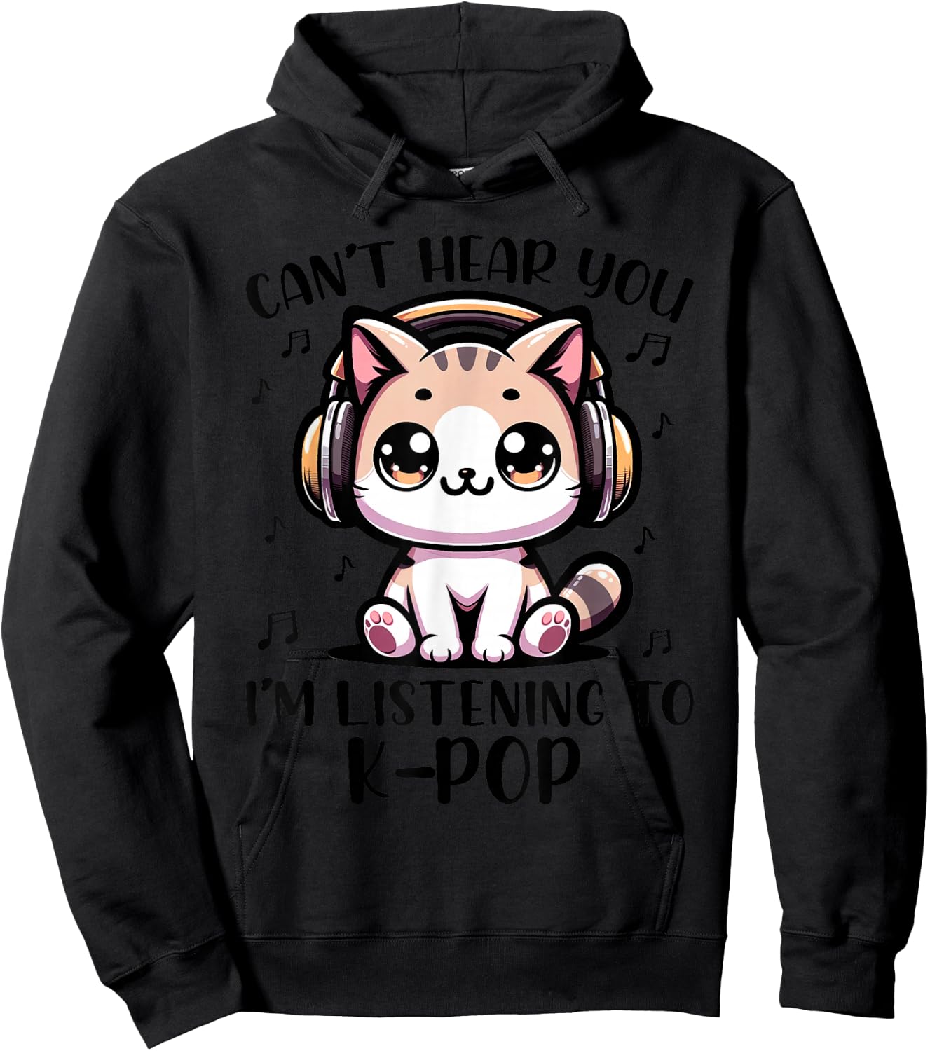 Funny Cat K-pop for Kids Teens Girls K pop Korean Pop Music Hoodie - Hoodie | Black