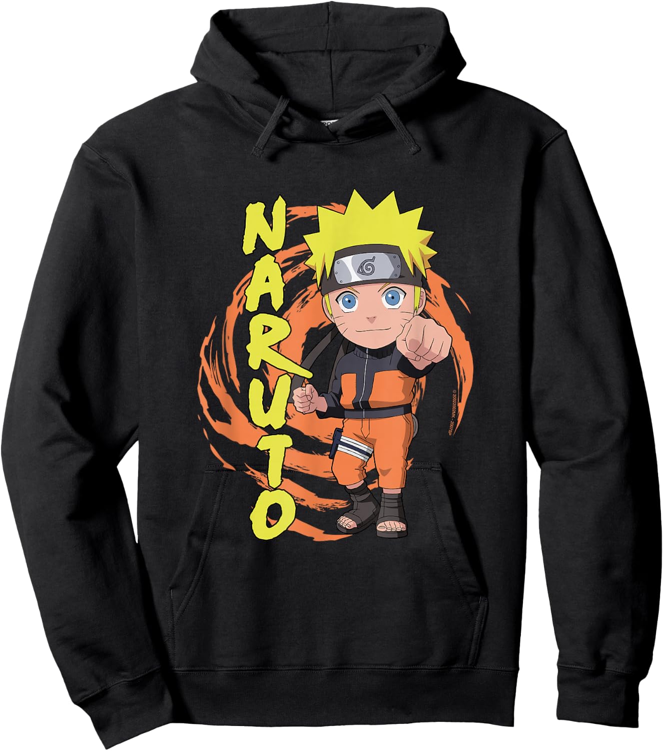Naruto Shippuden Naruto Chibi Fist Swirl Anime Hoodie - Hoodie | Black