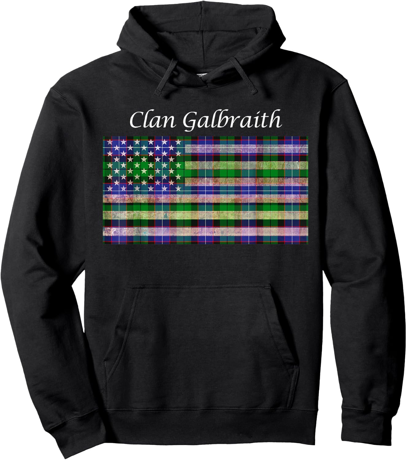 Clan Galbraith Scottish Tartan American Flag Hoodie - Hoodie | Black