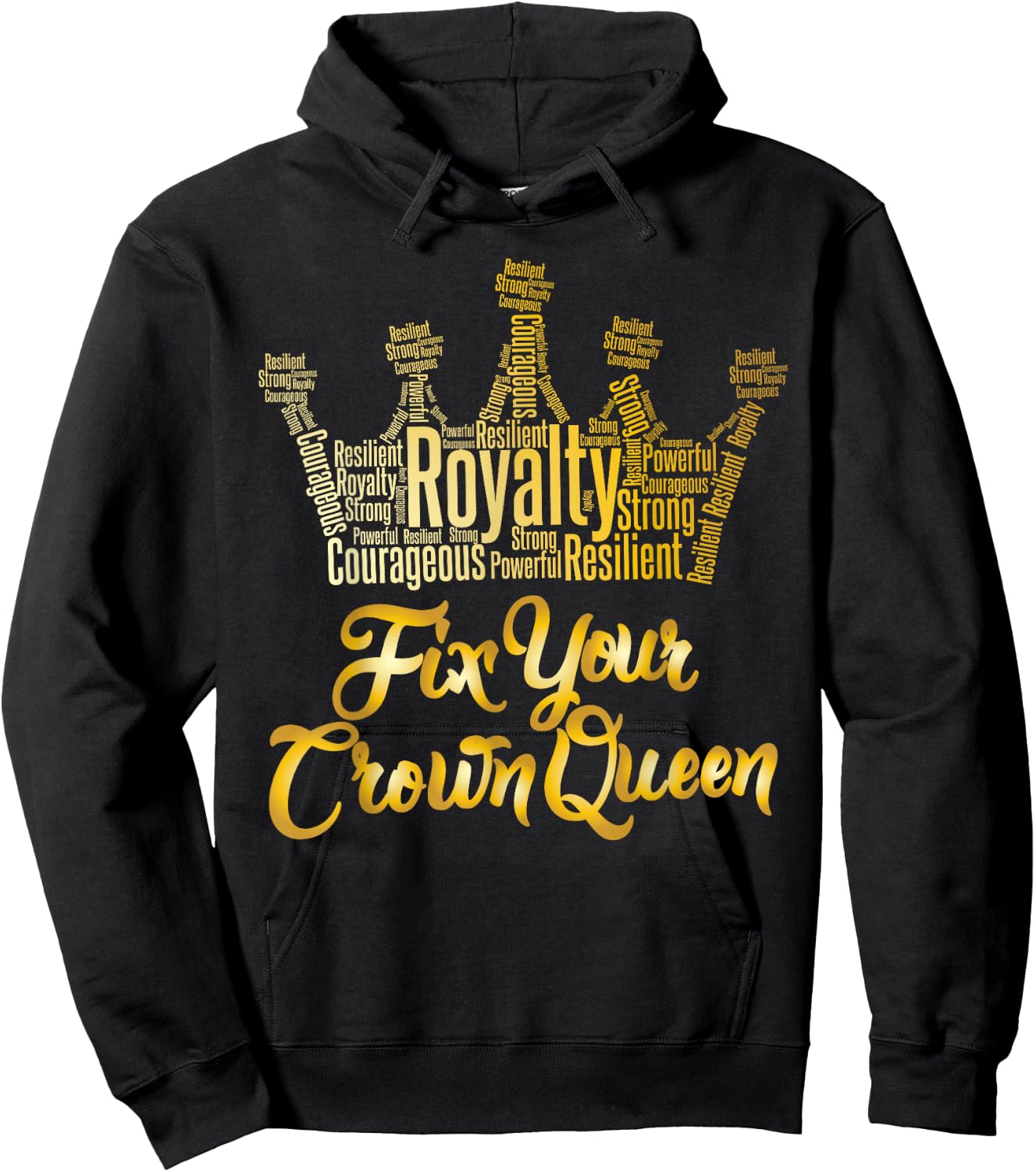 Royalty Fix Your Crown Queen Hoodie - Hoodie | Black