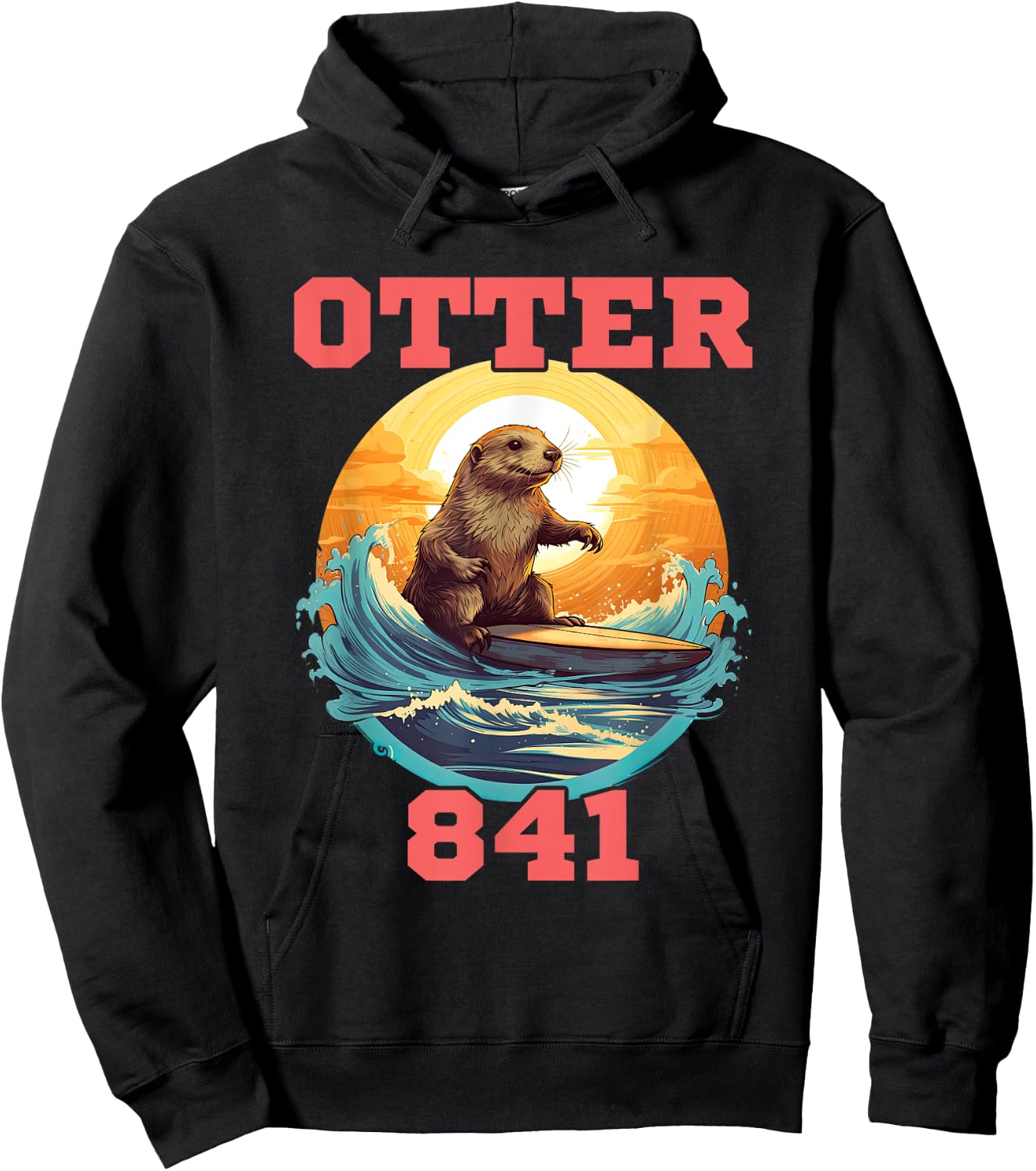 Surfing Otter 841 Wanted for Long Board Larceny Funny Cali Hoodie - Hoodie | Black
