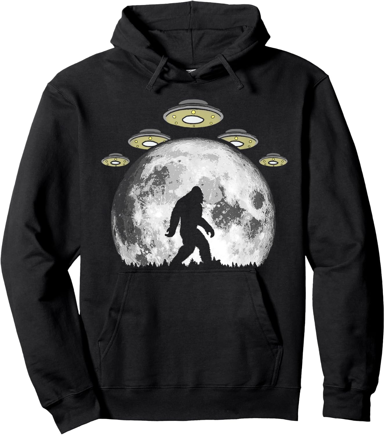 Bigfoot and UFO Armada & Full Moon Hoodie - Hoodie | Black
