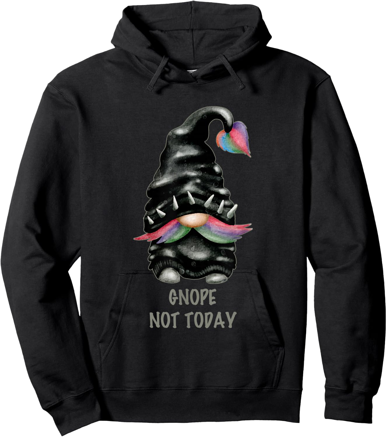 Funny Gnome Pun Punk Rock Biker Gnope Not Today Hoodie - Hoodie | Black