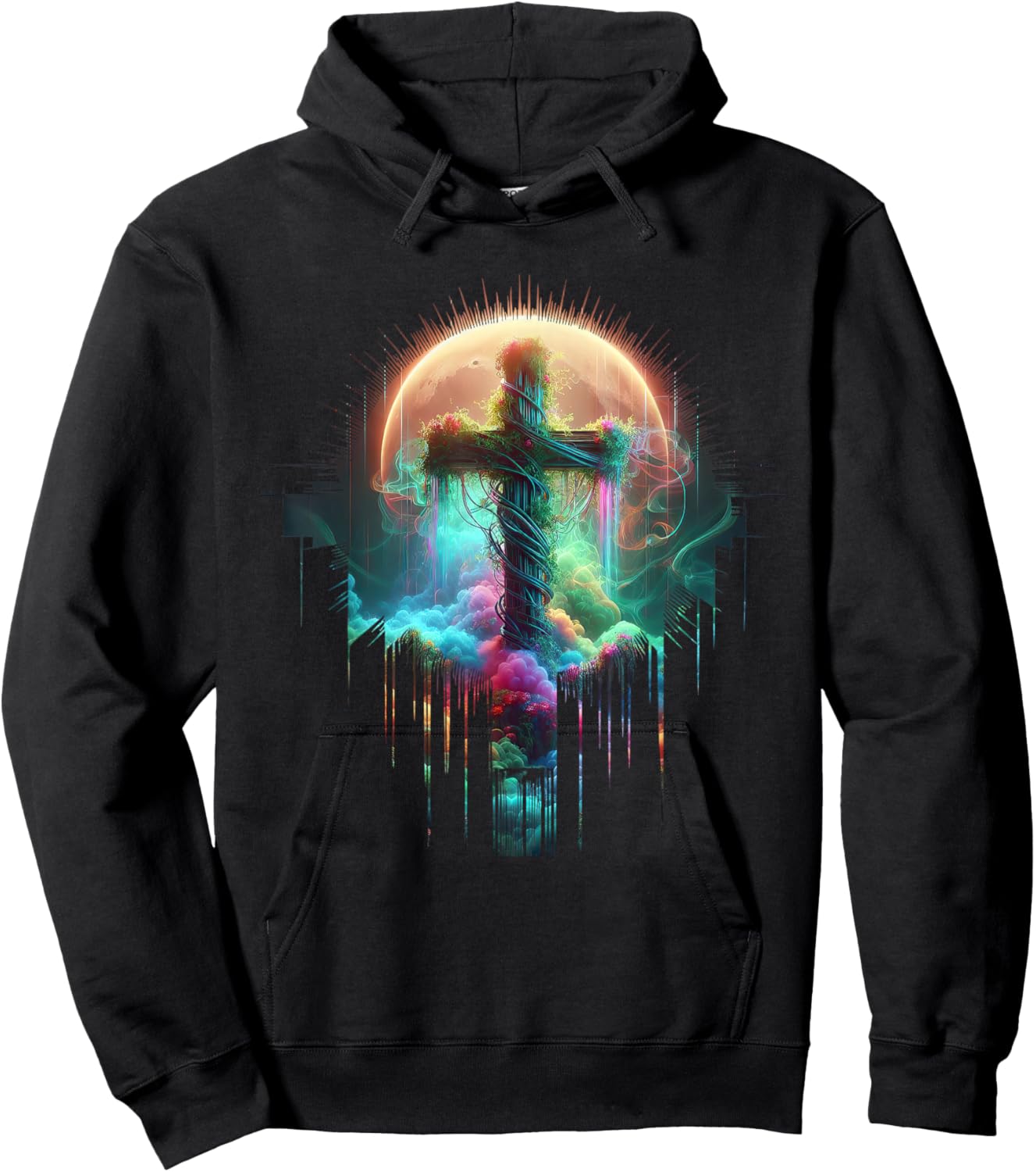 Christian Cross I am the Vine You are the branches Vibrant Hoodie - Hoodie | Black