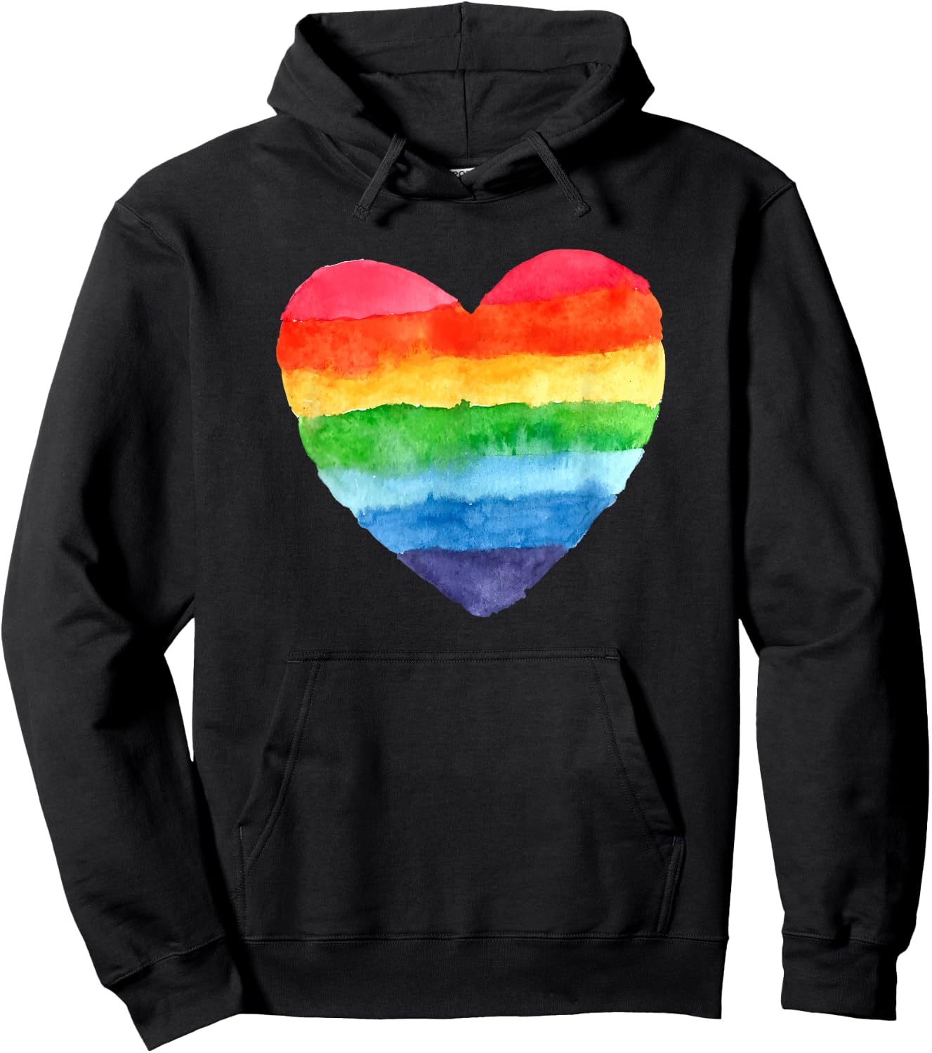 Heart Rainbow Watercolor Cute Hoodie - Hoodie | Black
