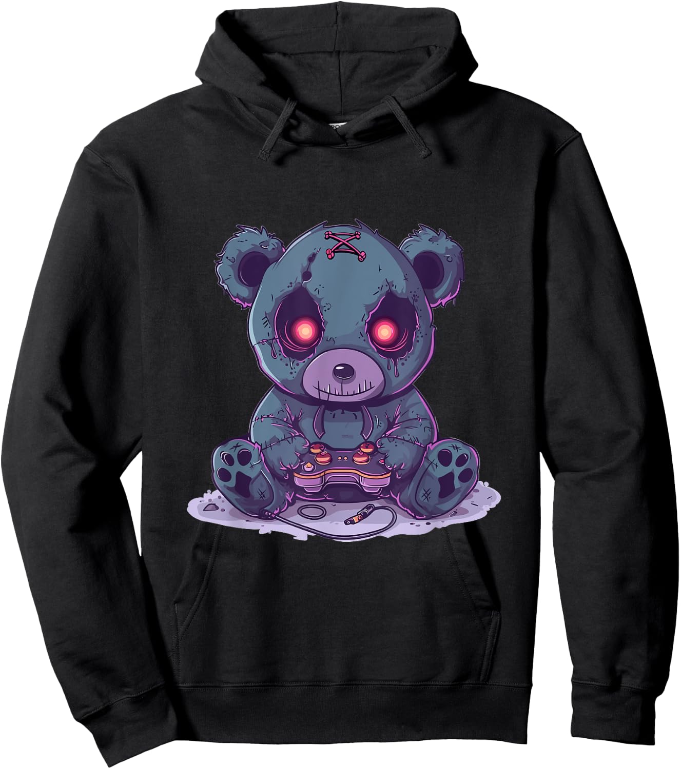 Goth Pastel Cute Creepy Kawaii Gamer Teddy Bear Gaming Hoodie - Hoodie | Black