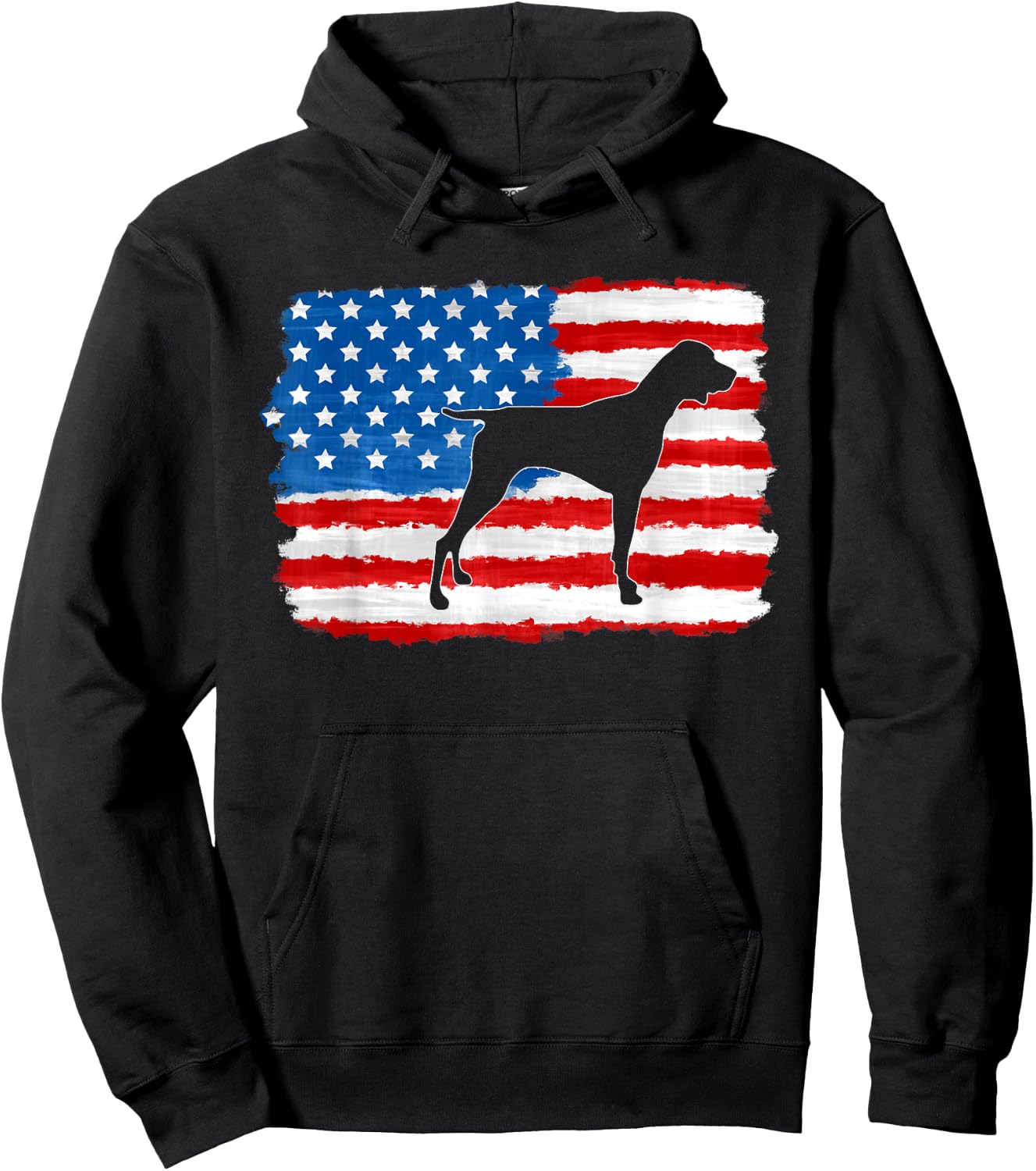 German Shorthaired Pointer 4th of July American Flag GSP Dog Hoodie - Hoodie | Black