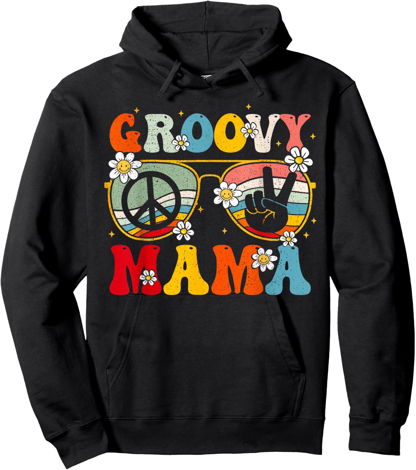 Groovy Mama Retro Matching Family 60s 70s Mom Mother's Day Hoodie - Hoodie | Black