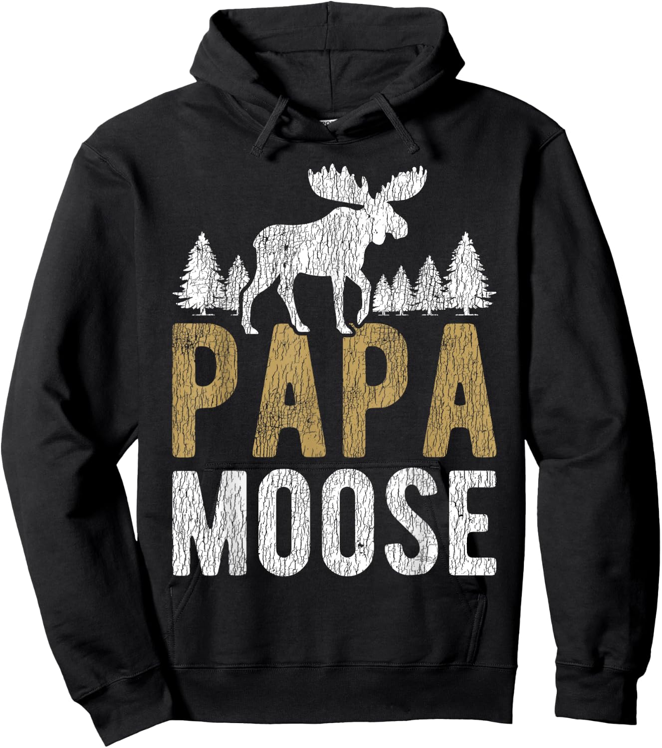 Papa Moose Camping Matching Family Children Dad Hunting Hoodie - Hoodie | Black