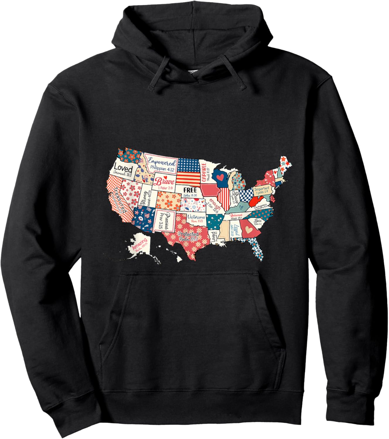US Map Bible Verses Natural Infant Christian Faith Men Women Hoodie - Hoodie | Black