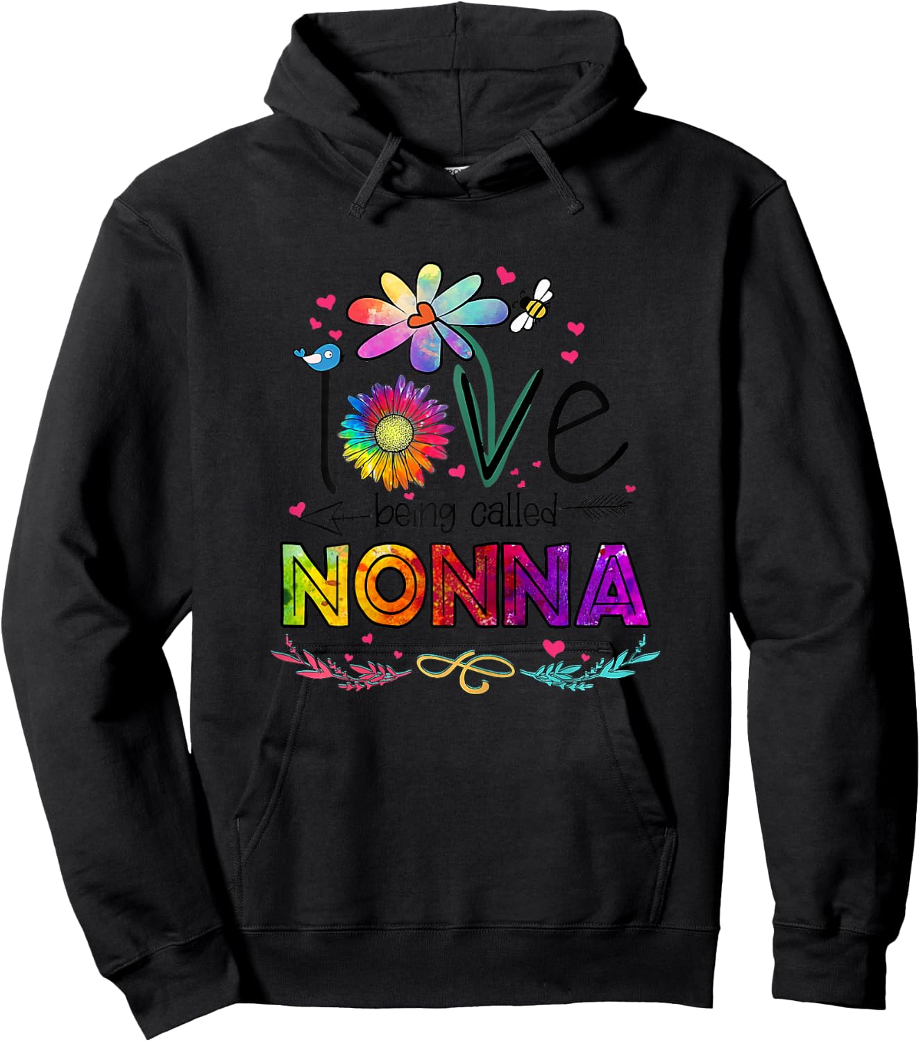 I Love Being Called Nonna Daisy Flower Cute Mother's Day Hoodie - Hoodie | Black