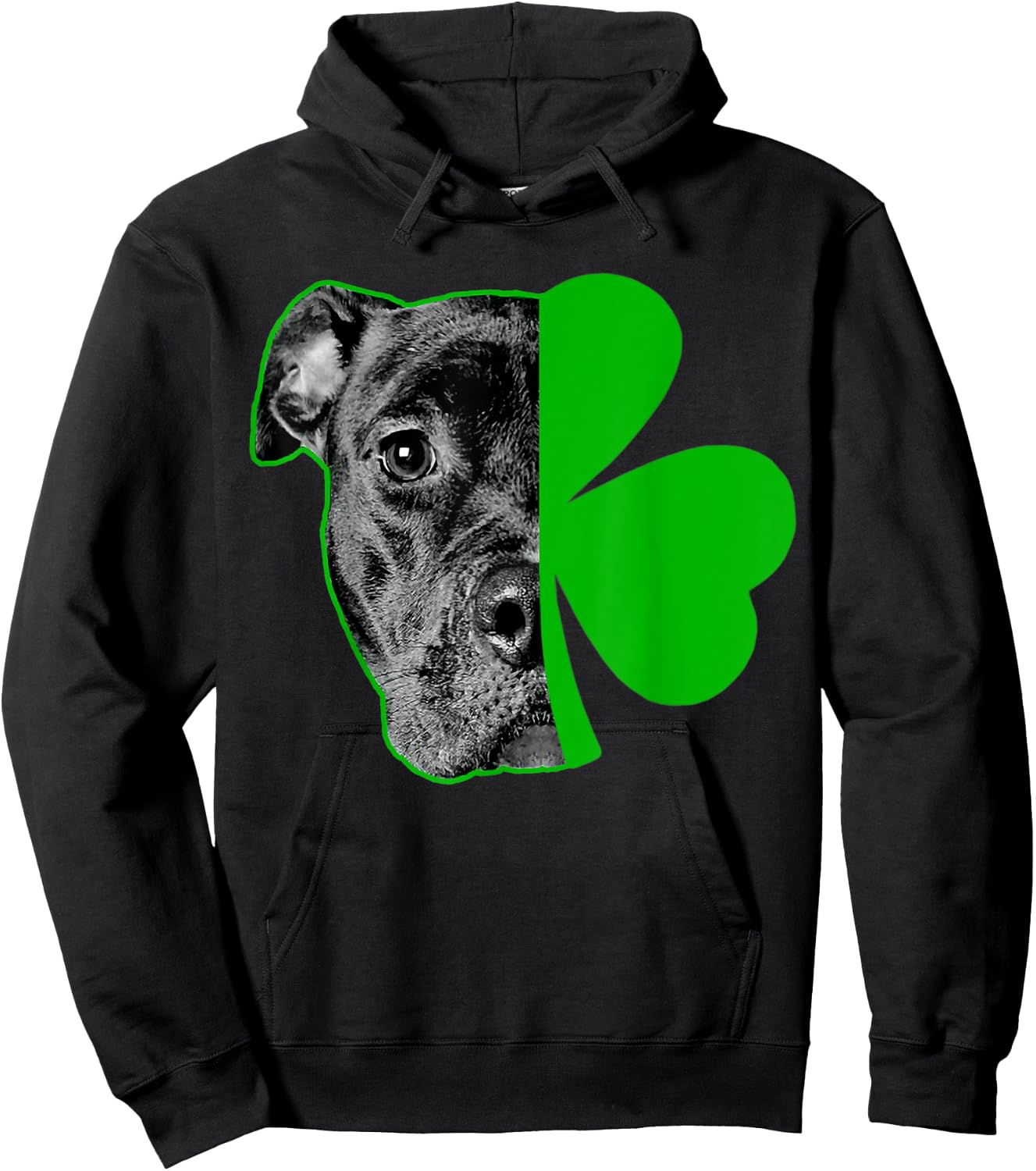 Pitbull Love and Lucky Irish Shamrock Saint St Patricks Day Hoodie - Hoodie | Black