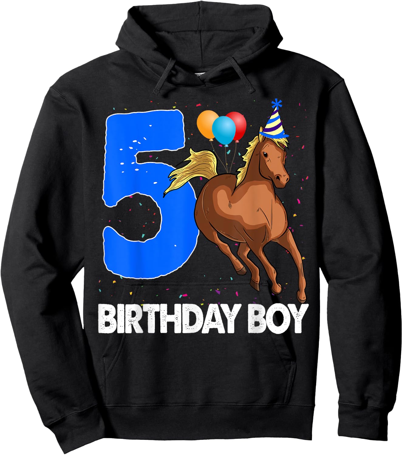 Birthday Boy 5 Riding Rider Shirts Horse Love Party Hoodie - Hoodie | Black