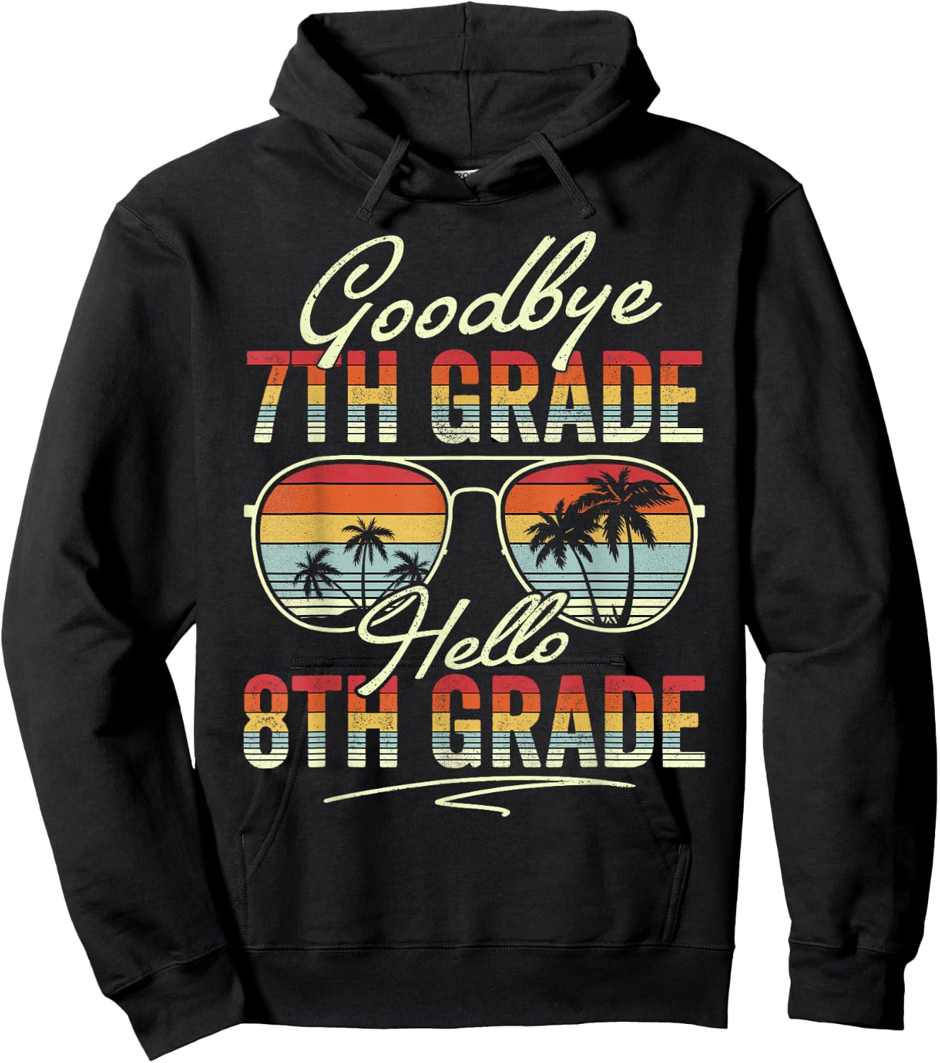 Vintage Goodbye 7th Grade Hello 8th Grade Summer Student Kid Hoodie - Hoodie | Black