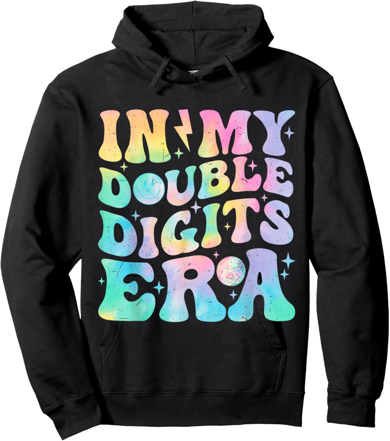 in My Double Digits Era Birthday Tie Dye Girls Hoodie - Hoodie | Black