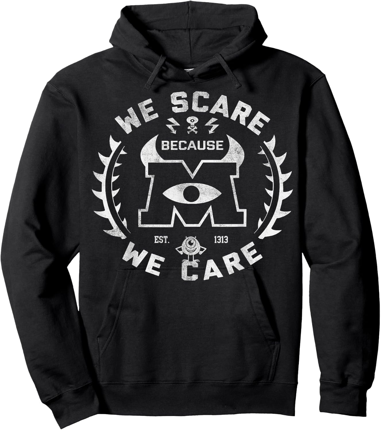 Disney Pixar Monsters Inc. We Scare Because We Care Logo Hoodie - Hoodie | Black