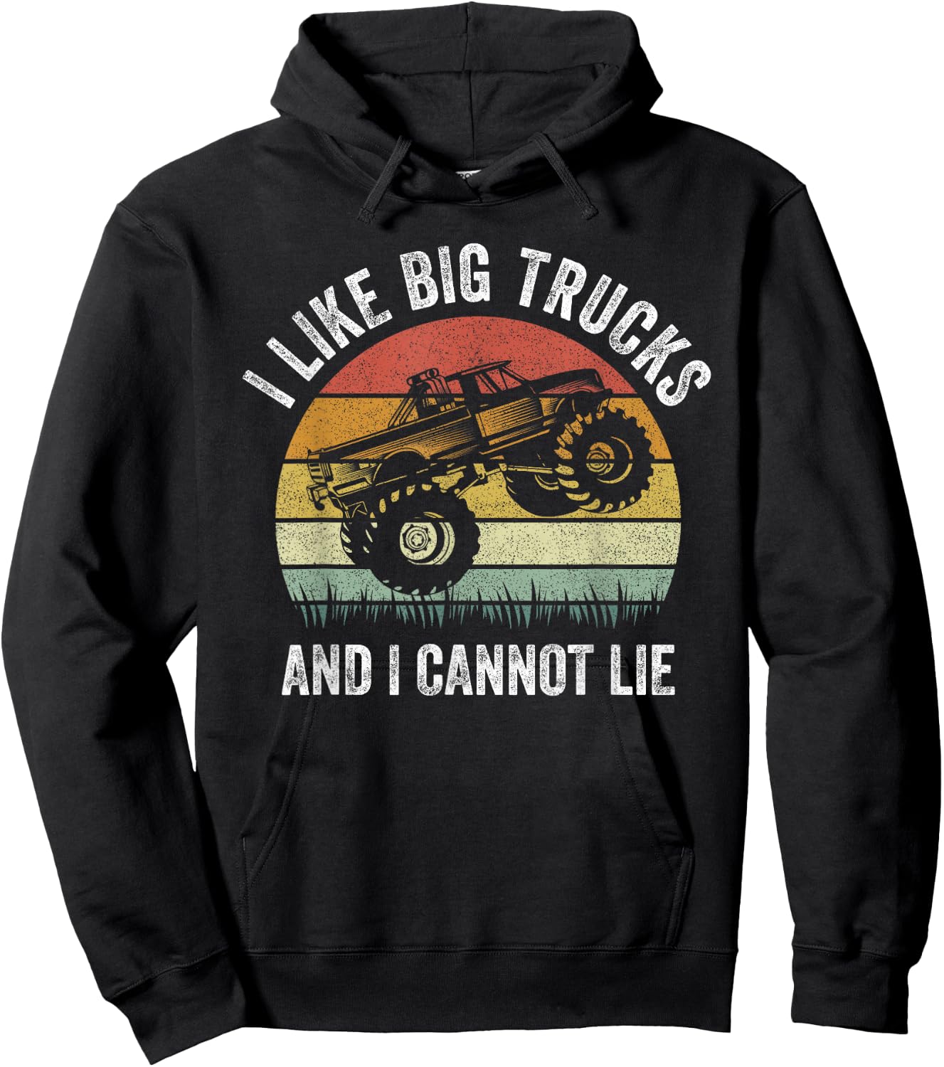Retro I Like Big Trucks And I Cannot Lie Monstertruck Engine Hoodie - Hoodie | Black