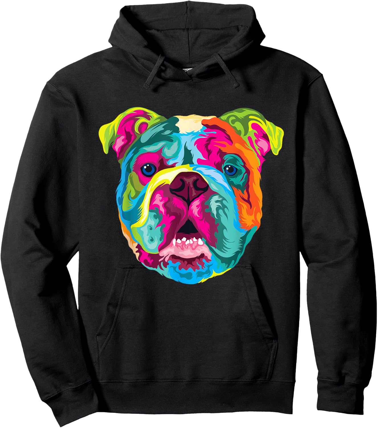 Pop Art English Bulldog Pet Paw Gift Men Women Dog Lover Hoodie - Hoodie | Black
